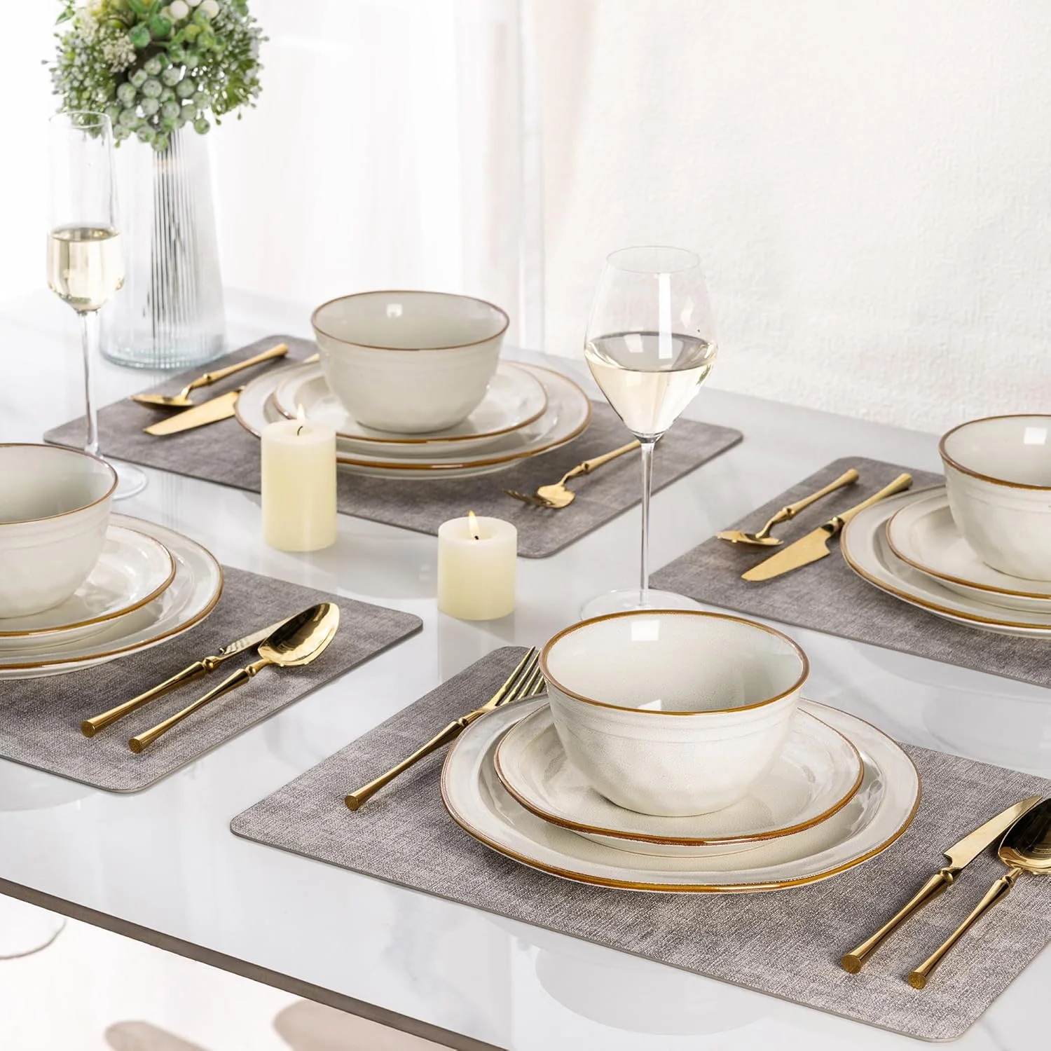 سرویس ظروف غذاخوری سرامیکی GBHOME، ست بشقاب و کاسه با لعاب واکنشگر دست ساز، مقاوم در برابر لب پریدگی و ترک خوردگی | قابل شستشو در ماشین ظرفشویی و استفاده در مایکروویو، سرویس ظروف برای 4 نفر (12 تکه) سرویس ظروف غذاخوری سرامیکی GBHOME، ست بشقاب و کاسه با لعاب واکنشگر دست ساز، مقاوم در برابر لب پریدگی و ترک خوردگی | قابل شستشو در ماشین ظرفشویی و استفاده در مایکروویو، سرویس ظروف برای 4 نفر (12 تکه)