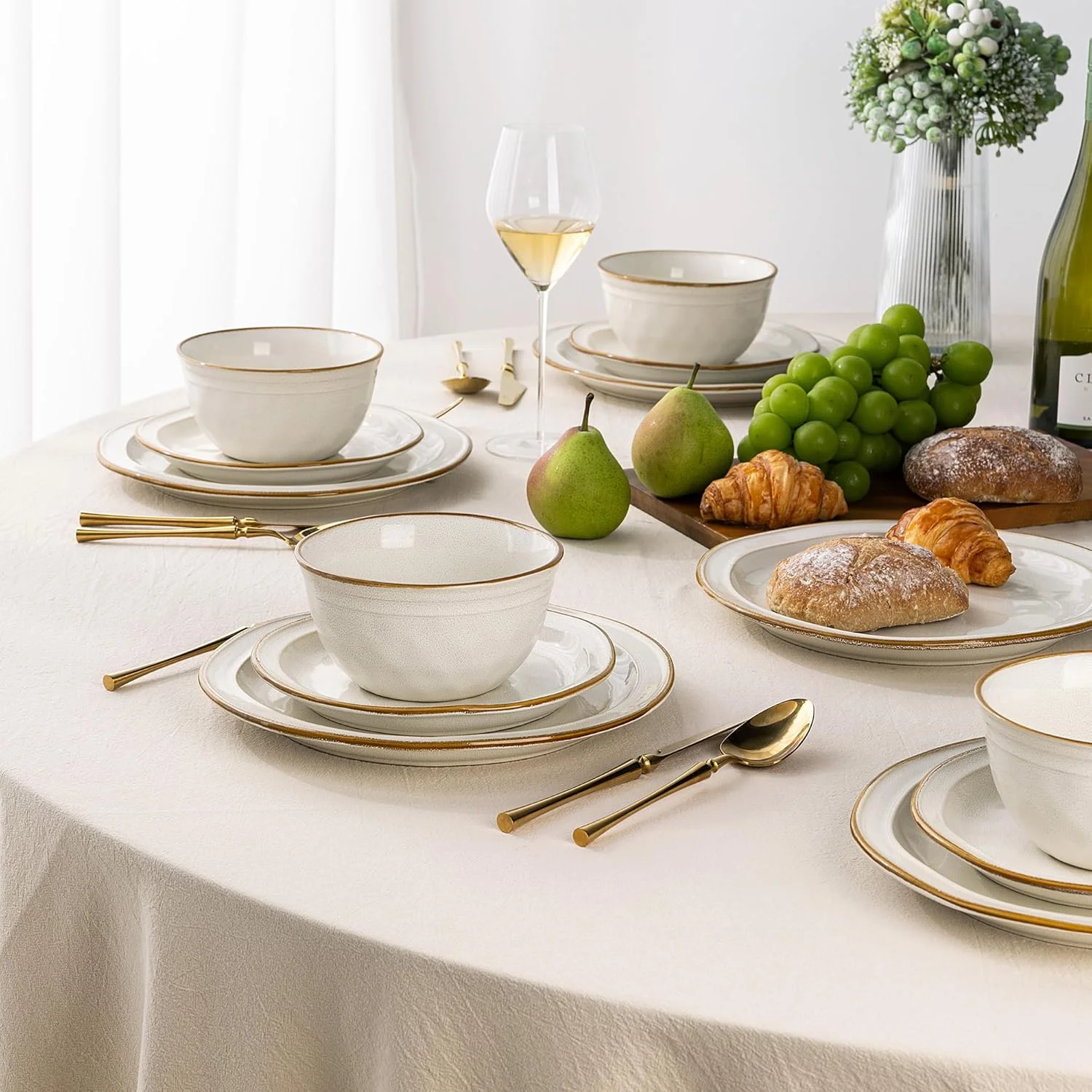 سرویس ظروف غذاخوری سرامیکی GBHOME، ست بشقاب و کاسه با لعاب واکنشگر دست ساز، مقاوم در برابر لب پریدگی و ترک خوردگی | قابل شستشو در ماشین ظرفشویی و استفاده در مایکروویو، سرویس ظروف برای 4 نفر (12 تکه) سرویس ظروف غذاخوری سرامیکی GBHOME، ست بشقاب و کاسه با لعاب واکنشگر دست ساز، مقاوم در برابر لب پریدگی و ترک خوردگی | قابل شستشو در ماشین ظرفشویی و استفاده در مایکروویو، سرویس ظروف برای 4 نفر (12 تکه)