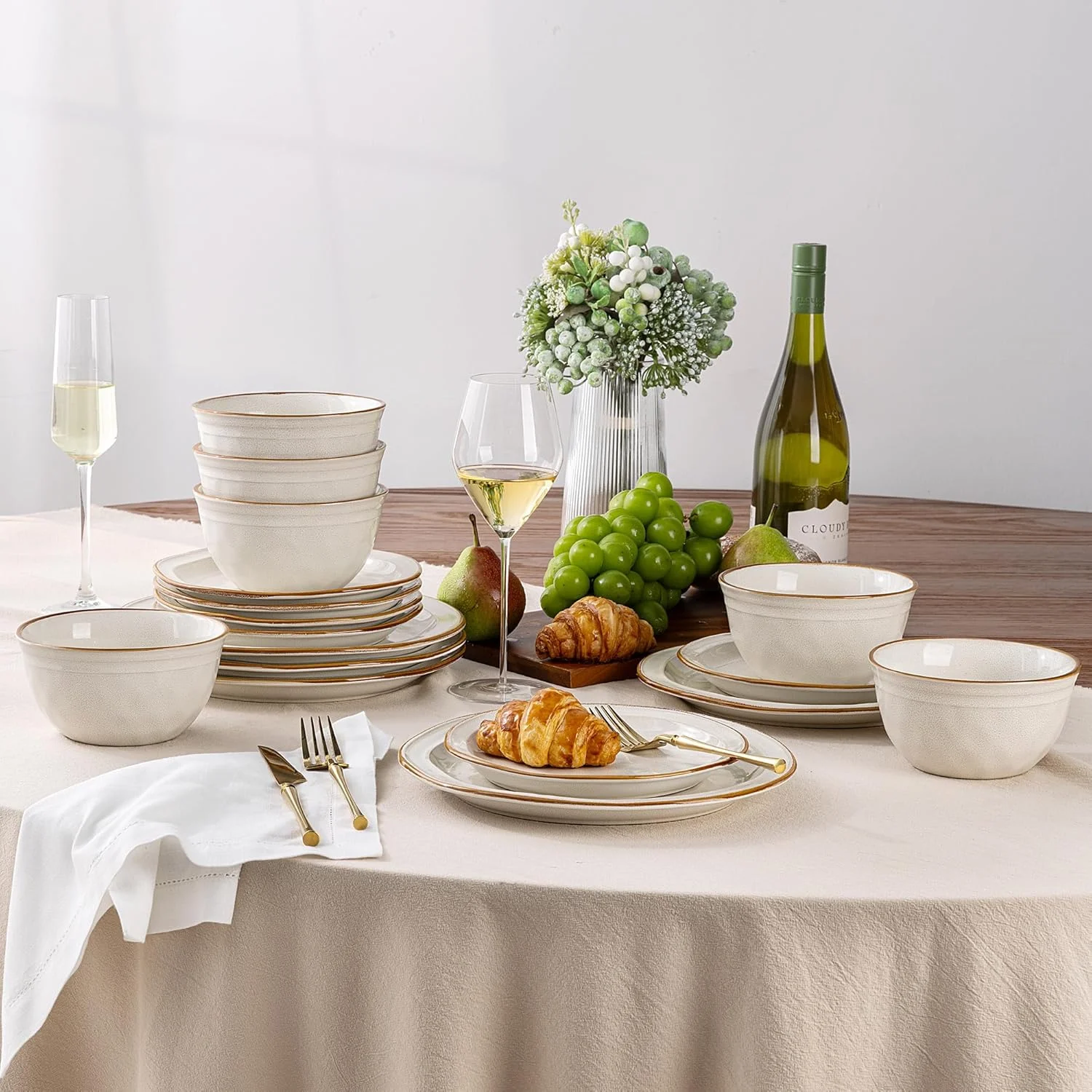 سرویس ظروف غذاخوری سرامیکی GBHOME، ست بشقاب و کاسه با لعاب واکنشگر دست ساز، مقاوم در برابر لب پریدگی و ترک خوردگی | قابل شستشو در ماشین ظرفشویی و استفاده در مایکروویو، سرویس ظروف برای 4 نفر (12 تکه) سرویس ظروف غذاخوری سرامیکی GBHOME، ست بشقاب و کاسه با لعاب واکنشگر دست ساز، مقاوم در برابر لب پریدگی و ترک خوردگی | قابل شستشو در ماشین ظرفشویی و استفاده در مایکروویو، سرویس ظروف برای 4 نفر (12 تکه)