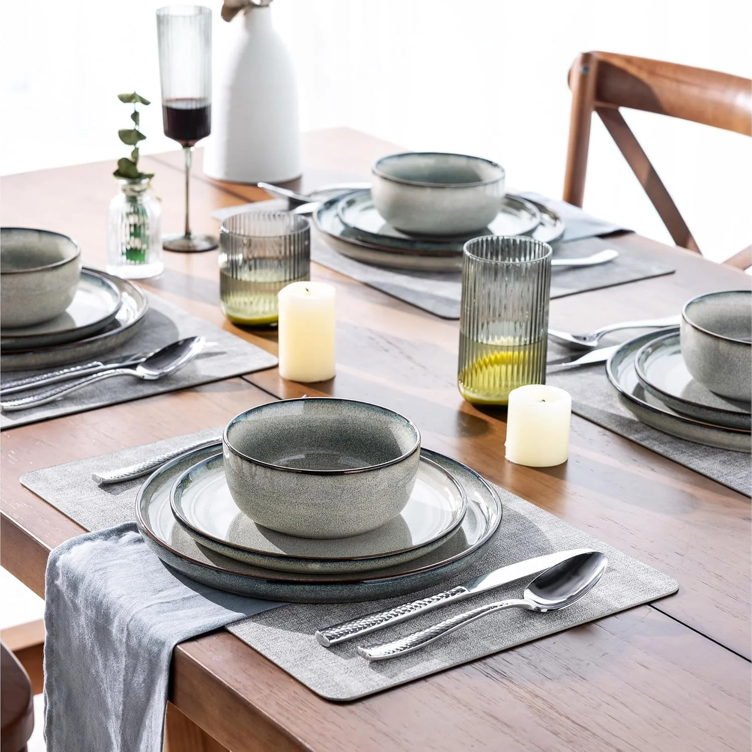 سرویس ظروف غذاخوری سرامیکی GBHOME برای 6 نفر، 18 تکه بشقاب و کاسه سنگی، ظروف با لعاب واکنشگرا - مقاوم در برابر خراش، قابل شستشو در ماشین ظرفشویی و استفاده در مایکروویو، گندمی سبز سرویس ظروف غذاخوری سرامیکی GBHOME برای 6 نفر، 18 تکه بشقاب و کاسه سنگی، ظروف با لعاب واکنشگرا - مقاوم در برابر خراش، قابل شستشو در ماشین ظرفشویی و استفاده در مایکروویو، گندمی سبز