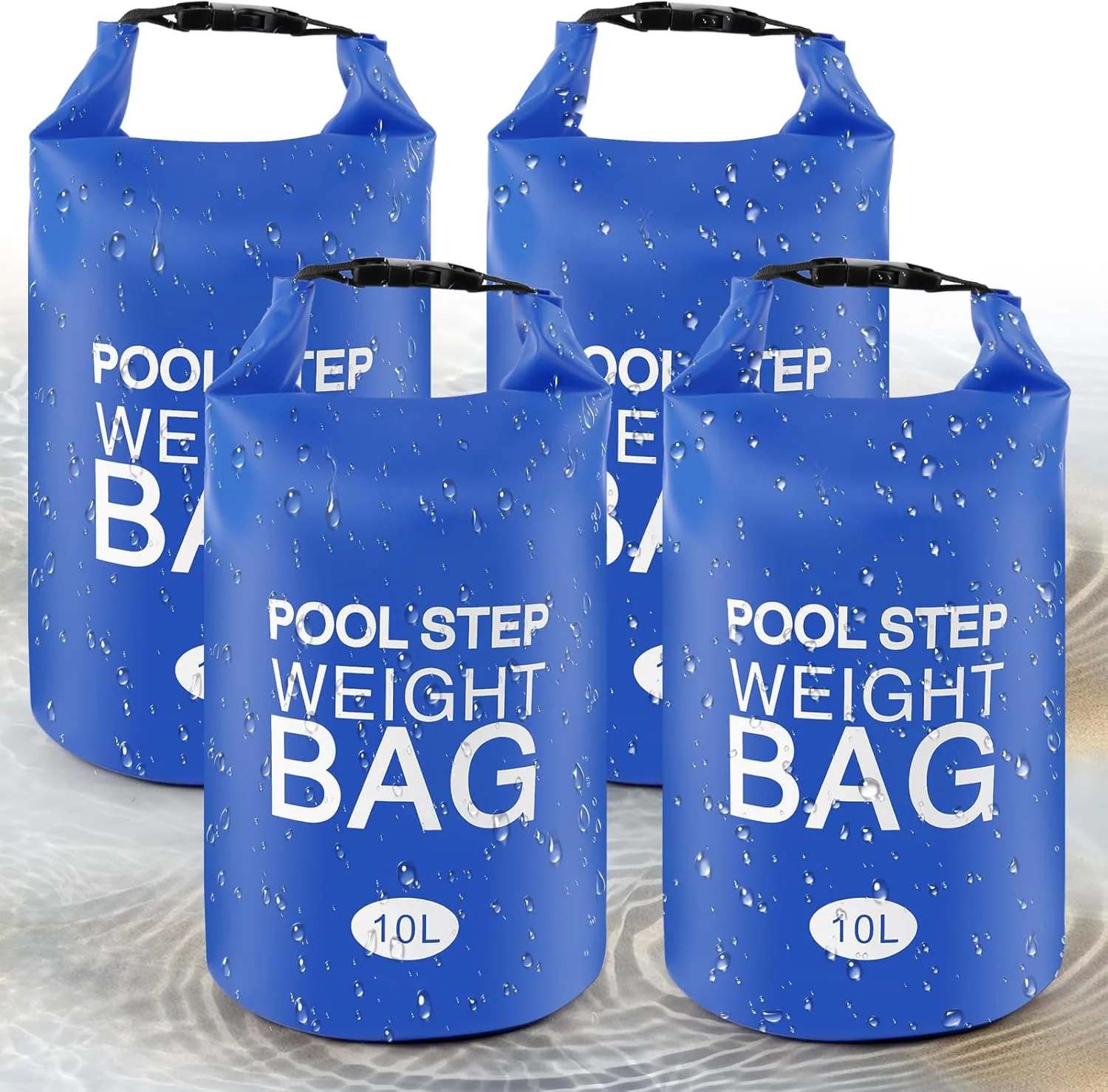 وزنه های پله استخر جهانی، وزنه های نردبان استخر ضد آب 10 لیتری بدون شکستگی کیسه های شن نردبان استخر بالای زمین، وزنه های پله تاشو استخر برای پله های استخر، پر کردن آسان و سریع شن (آبی - 4 عدد)