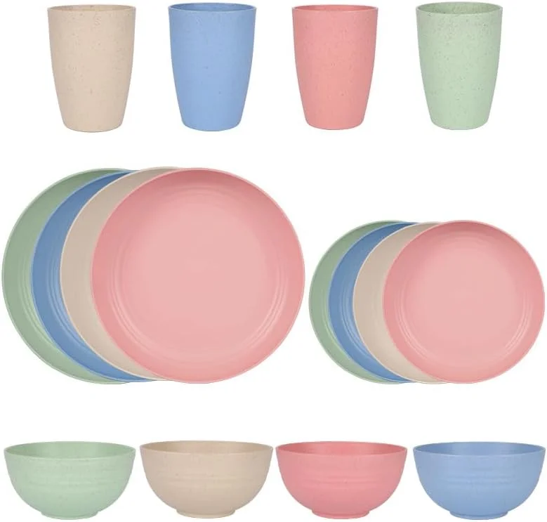 ست ظروف غذاخوری 16 تکه HASTHIP®، ست بشقاب نی گندم، بشقاب، کاسه و فنجان 4 رنگ قابل استفاده مجدد، بشقاب غذا با 2 اندازه، ست ظروف غذاخوری کودک، قابل استفاده در مایکروویو و ماشین ظرفشویی ست ظروف غذاخوری 16 تکه HASTHIP®، ست بشقاب نی گندم، بشقاب، کاسه و فنجان 4 رنگ قابل استفاده مجدد، بشقاب غذا با 2 اندازه، ست ظروف غذاخوری کودک، قابل استفاده در مایکروویو و ماشین ظرفشویی