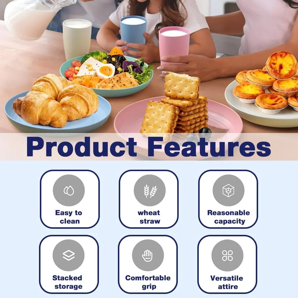 ست ظروف غذاخوری 16 تکه HASTHIP®، ست بشقاب نی گندم، بشقاب، کاسه و فنجان 4 رنگ قابل استفاده مجدد، بشقاب غذا با 2 اندازه، ست ظروف غذاخوری کودک، قابل استفاده در مایکروویو و ماشین ظرفشویی ست ظروف غذاخوری 16 تکه HASTHIP®، ست بشقاب نی گندم، بشقاب، کاسه و فنجان 4 رنگ قابل استفاده مجدد، بشقاب غذا با 2 اندازه، ست ظروف غذاخوری کودک، قابل استفاده در مایکروویو و ماشین ظرفشویی