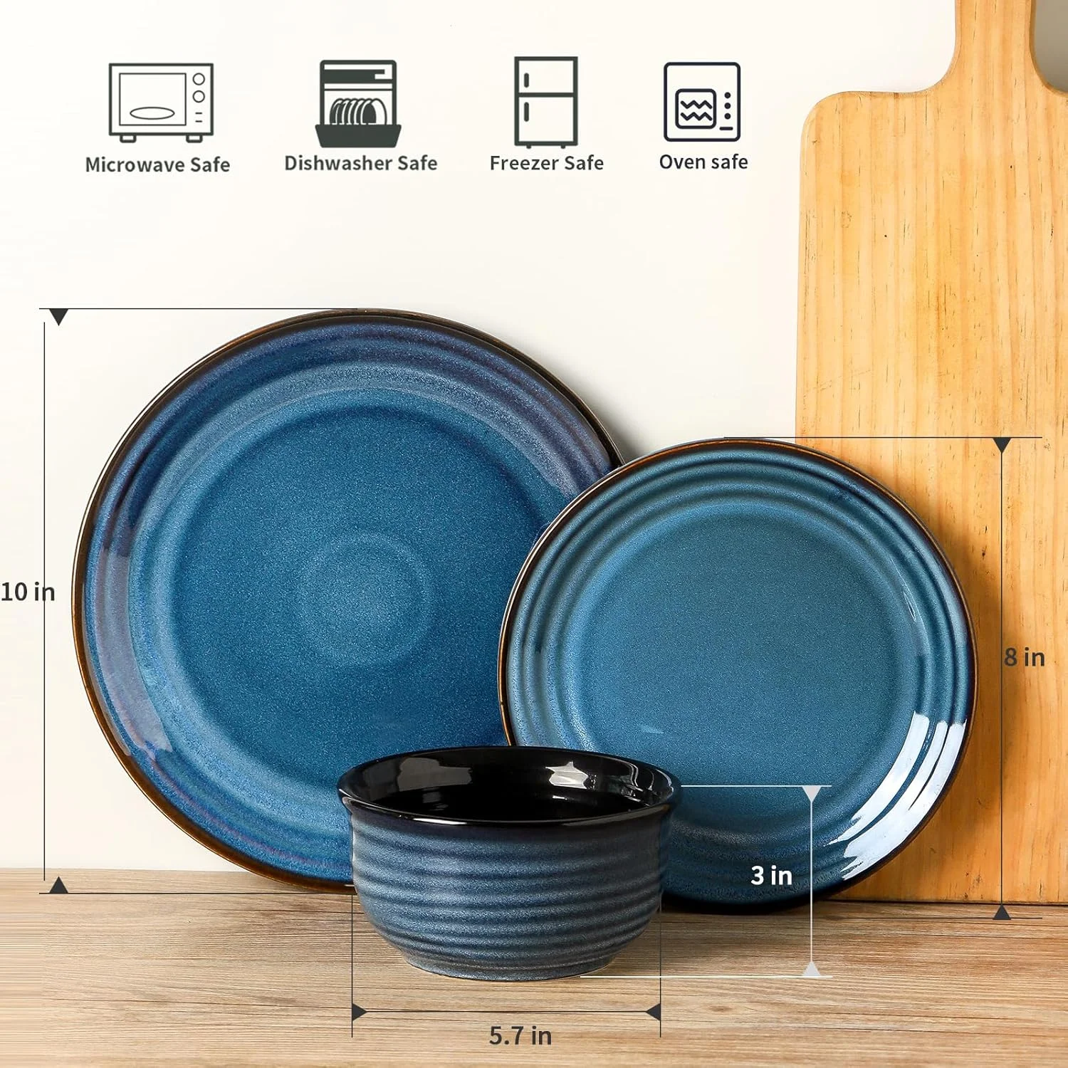 ست بشقاب و کاسه Hasense، ست ظروف غذاخوری 12 تکه سرامیکی با لعاب واکنش پذیر، سرویس ظروف غذاخوری مقاوم در برابر خراش و لب پریدگی، ظروف سرو دست ساز، آبی ست بشقاب و کاسه Hasense، ست ظروف غذاخوری 12 تکه سرامیکی با لعاب واکنش پذیر، سرویس ظروف غذاخوری مقاوم در برابر خراش و لب پریدگی، ظروف سرو دست ساز، آبی