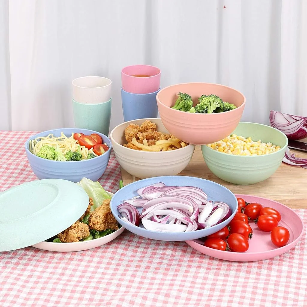 ست ظروف غذاخوری 16 تکه HASTHIP®، ست بشقاب نی گندم، بشقاب، کاسه و فنجان 4 رنگ قابل استفاده مجدد، بشقاب غذا با 2 اندازه، ست ظروف غذاخوری کودک، قابل استفاده در مایکروویو و ماشین ظرفشویی ست ظروف غذاخوری 16 تکه HASTHIP®، ست بشقاب نی گندم، بشقاب، کاسه و فنجان 4 رنگ قابل استفاده مجدد، بشقاب غذا با 2 اندازه، ست ظروف غذاخوری کودک، قابل استفاده در مایکروویو و ماشین ظرفشویی