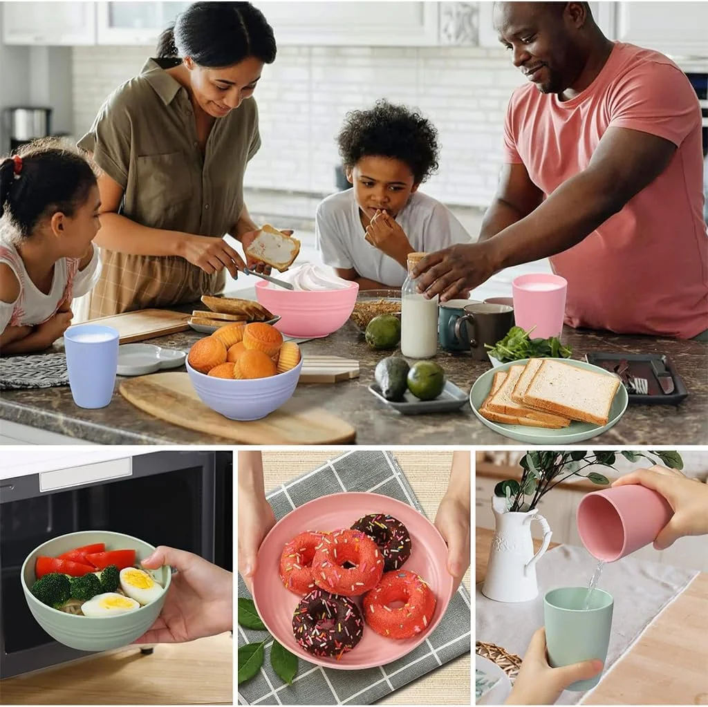 ست ظروف غذاخوری 16 تکه HASTHIP®، ست بشقاب نی گندم، بشقاب، کاسه و فنجان 4 رنگ قابل استفاده مجدد، بشقاب غذا با 2 اندازه، ست ظروف غذاخوری کودک، قابل استفاده در مایکروویو و ماشین ظرفشویی ست ظروف غذاخوری 16 تکه HASTHIP®، ست بشقاب نی گندم، بشقاب، کاسه و فنجان 4 رنگ قابل استفاده مجدد، بشقاب غذا با 2 اندازه، ست ظروف غذاخوری کودک، قابل استفاده در مایکروویو و ماشین ظرفشویی