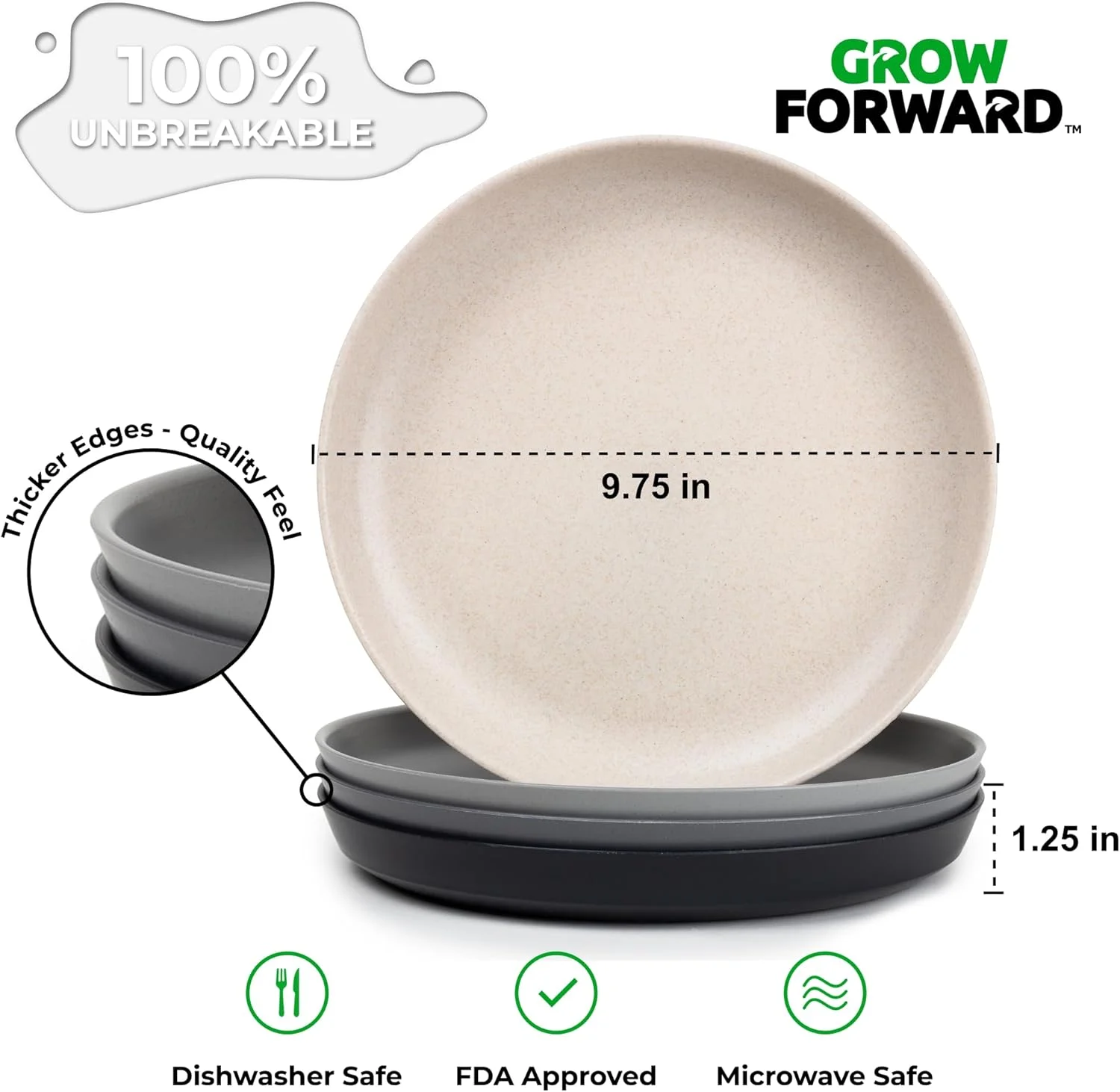 ست ظروف گندم Grow Forward شامل بشقاب و کاسه - ست 8 تکه ظروف گندمی - نشکن و قابل استفاده مجدد، مناسب مایکروویو، مناسب برای فضای باز، ظروف کمپینگ و مسافرتی - Moonlight ست ظروف گندم Grow Forward شامل بشقاب و کاسه - ست 8 تکه ظروف گندمی - نشکن و قابل استفاده مجدد، مناسب مایکروویو، مناسب برای فضای باز، ظروف کمپینگ و مسافرتی - Moonlight