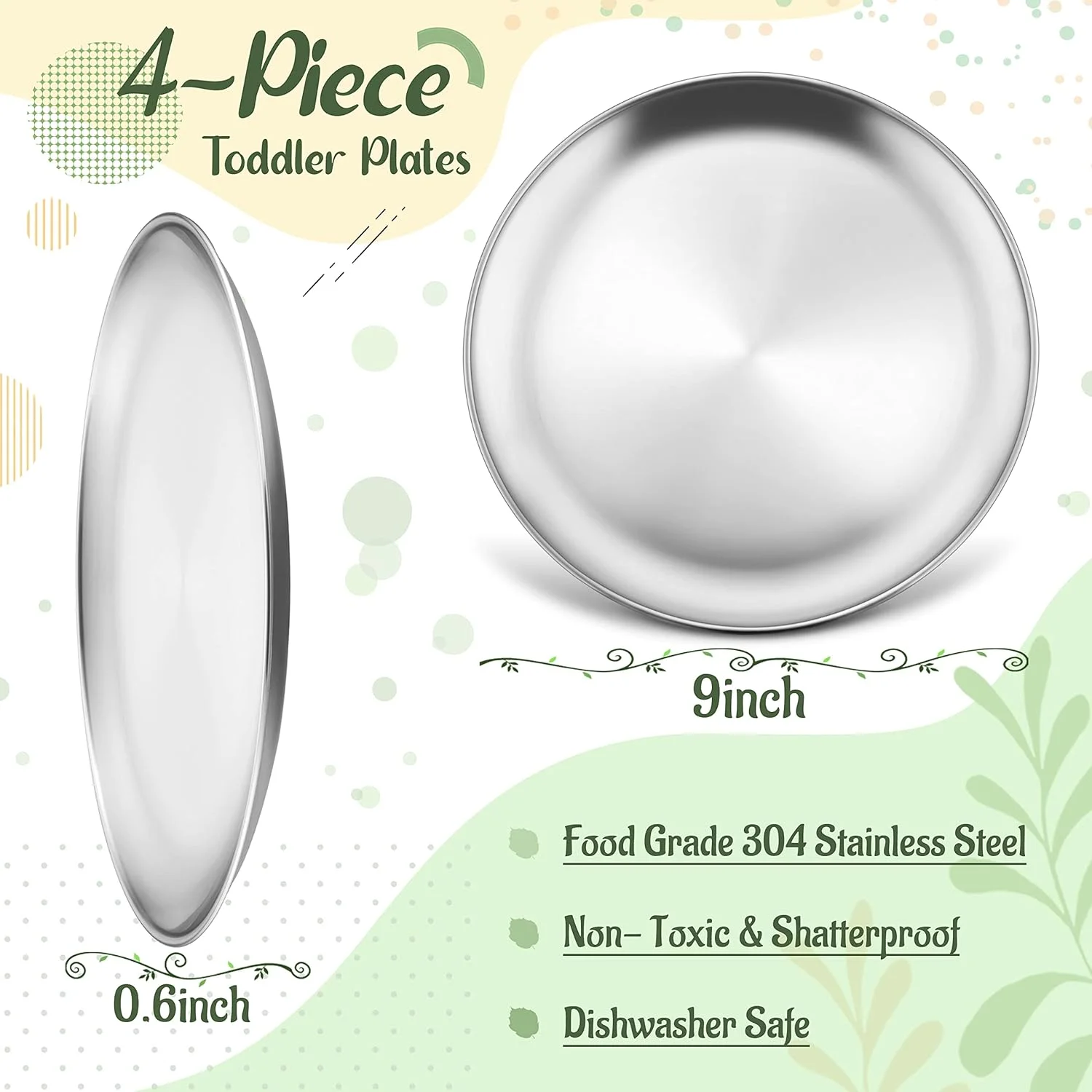 بشقاب استیل 4 تکه HaWare، ظروف فلزی 304 برای شام کودکان و خردسالان، بشقاب های سرو غذاخوری 9 اینچی برای کمپینگ، ظروف غذاخوری قابل استفاده مجدد، نشکن و غیر سمی، قابل شستشو در ماشین ظرفشویی بشقاب استیل 4 تکه HaWare، ظروف فلزی 304 برای شام کودکان و خردسالان، بشقاب های سرو غذاخوری 9 اینچی برای کمپینگ، ظروف غذاخوری قابل استفاده مجدد، نشکن و غیر سمی، قابل شستشو در ماشین ظرفشویی