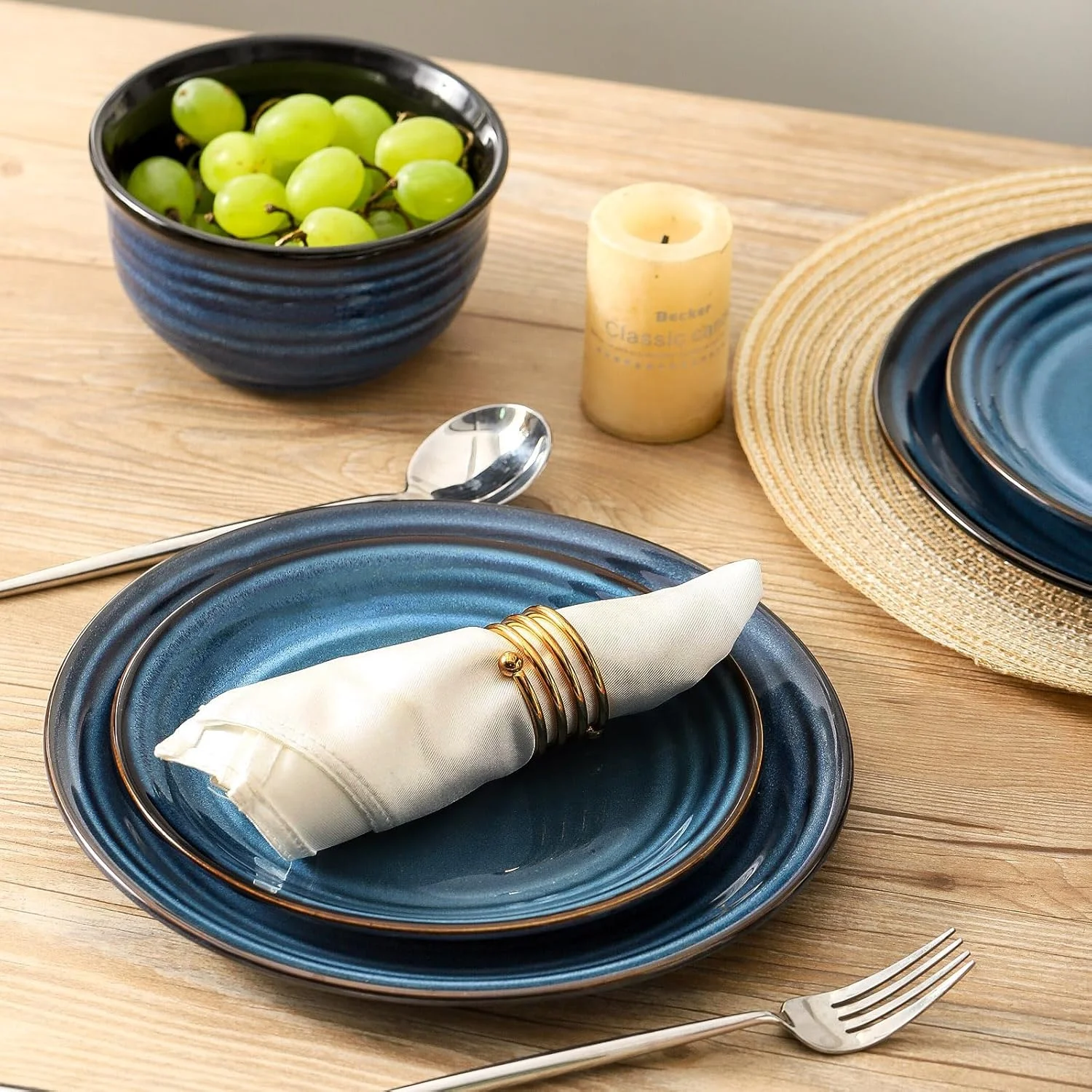 ست بشقاب و کاسه Hasense، ست ظروف غذاخوری 12 تکه سرامیکی با لعاب واکنش پذیر، سرویس ظروف غذاخوری مقاوم در برابر خراش و لب پریدگی، ظروف سرو دست ساز، آبی ست بشقاب و کاسه Hasense، ست ظروف غذاخوری 12 تکه سرامیکی با لعاب واکنش پذیر، سرویس ظروف غذاخوری مقاوم در برابر خراش و لب پریدگی، ظروف سرو دست ساز، آبی