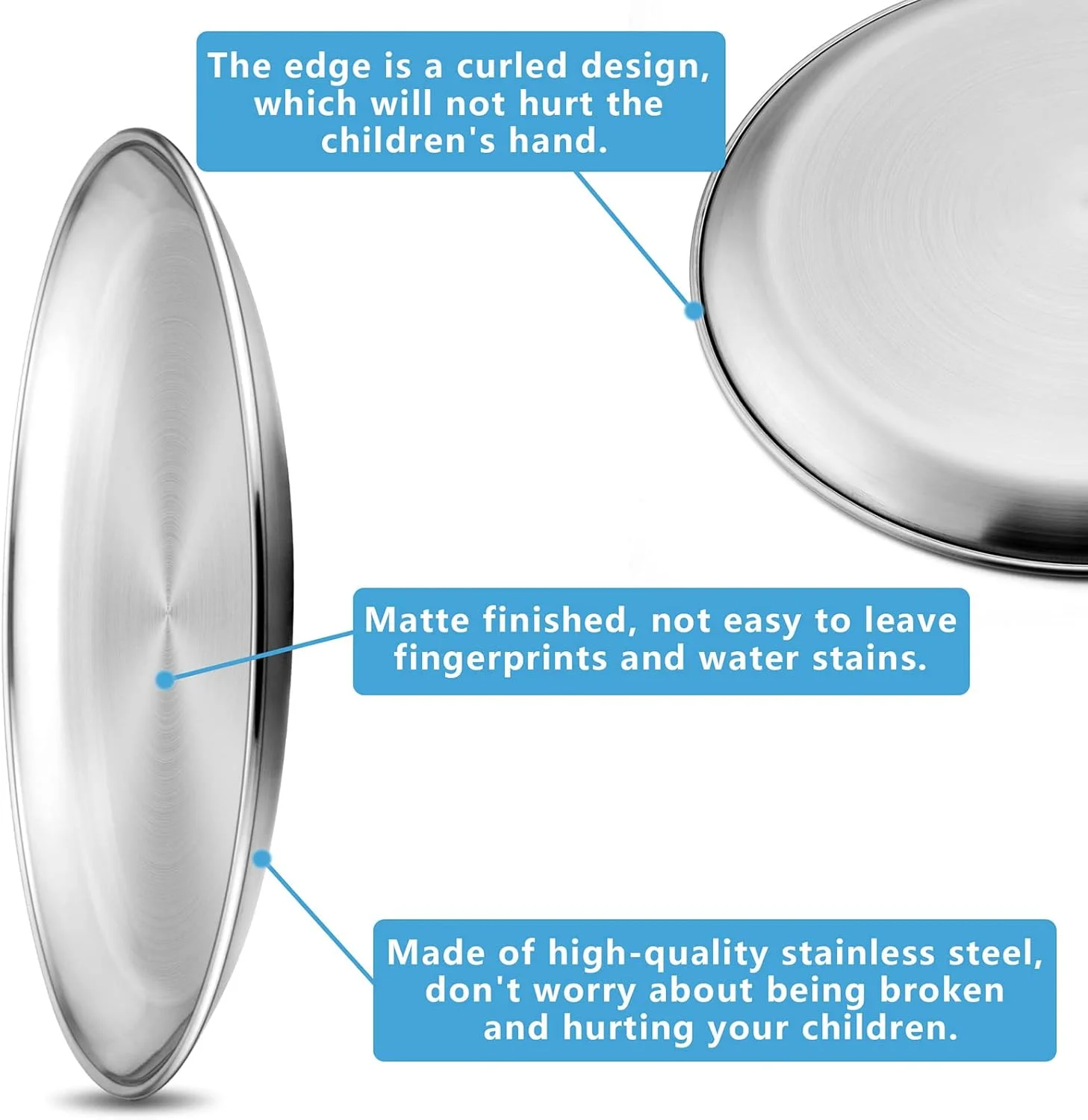 بشقاب استیل 6 عددی HaWare، ظروف فلزی غذاخوری 304 برای کودکان و خردسالان، بشقاب های سرو غذاخوری 10 اینچی برای کمپینگ، قابل استفاده مجدد و قابل شستشو در ماشین ظرفشویی بشقاب استیل 6 عددی HaWare، ظروف فلزی غذاخوری 304 برای کودکان و خردسالان، بشقاب های سرو غذاخوری 10 اینچی برای کمپینگ، قابل استفاده مجدد و قابل شستشو در ماشین ظرفشویی