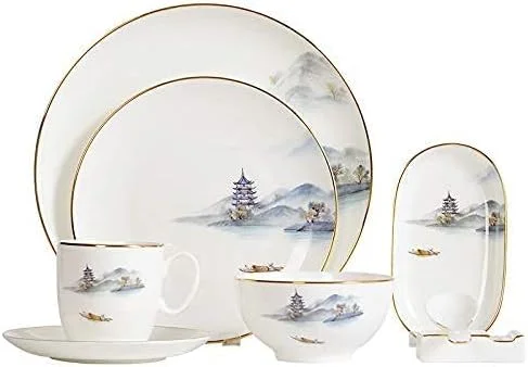 ست ظروف غذاخوری چینی استخوانی خانگی، کاسه و بشقاب سرامیکی، فنجان و نعلبکی، ست ظروف هتل به سبک چینی، ست ظروف آب زلال و آسمان ست ظروف غذاخوری چینی استخوانی خانگی، کاسه و بشقاب سرامیکی، فنجان و نعلبکی، ست ظروف هتل به سبک چینی، ست ظروف آب زلال و آسمان