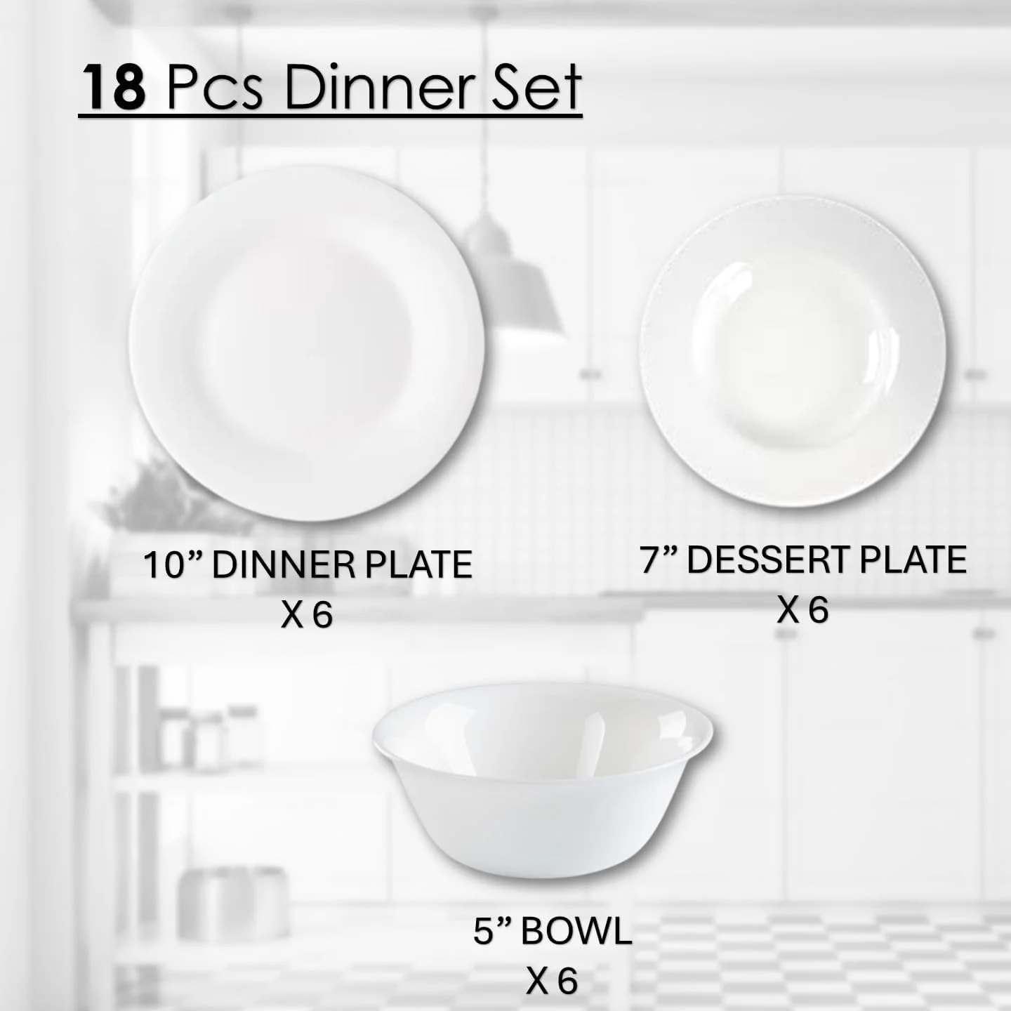 سرویس غذاخوری 18 پارچه اوپال هوزی شامل 6 بشقاب پلوخوری، 6 بشقاب میوه خوری، 6 کاسه. قابل استفاده در ماشین ظرفشویی، مایکروویو و فریزر. فاقد BPA و مقاوم در برابر حرارت