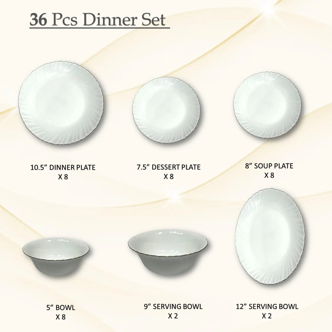 سرویس غذاخوری 36 پارچه اوپال طرح خط طلایی Houzi شامل 8 عدد بشقاب غذاخوری، 8 عدد بشقاب دسر، 8 عدد بشقاب سوپ، 8 عدد کاسه، 2 عدد کاسه سرو، 2 عدد دیس سرو، مناسب برای استفاده در مایکروویو، ماشین ظرفشویی و فریزر، فاقد BPA سرویس غذاخوری 36 پارچه اوپال طرح خط طلایی Houzi شامل 8 عدد بشقاب غذاخوری، 8 عدد بشقاب دسر، 8 عدد بشقاب سوپ، 8 عدد کاسه، 2 عدد کاسه سرو، 2 عدد دیس سرو، مناسب برای استفاده در مایکروویو، ماشین ظرفشویی و فریزر، فاقد BPA