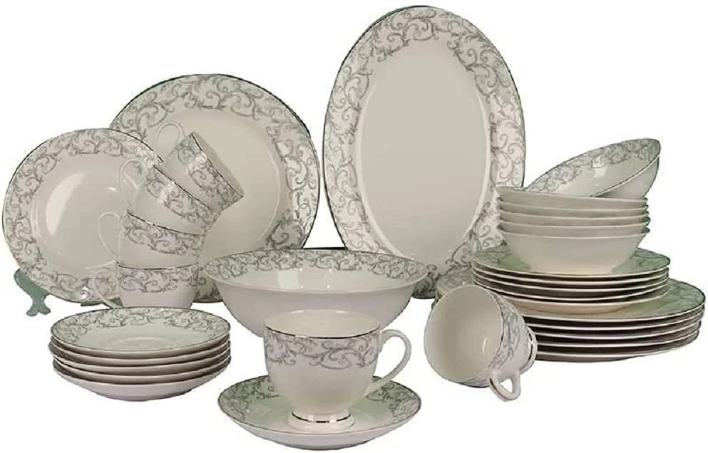 سرویس ظروف غذاخوری X IANGYU، ۳۲ پارچه برای ۶ نفر، چینی استخوانی جدید، سرویس غذاخوری، ظروف سرامیکی، سرویس ترکیبی ظروف چینی لوکس با لبه طلایی رنگ شده با دست، فنجان و نعلبکی چای، بشقاب دسر، کاسه سالاد BXC سرویس ظروف غذاخوری X IANGYU، ۳۲ پارچه برای ۶ نفر، چینی استخوانی جدید، سرویس غذاخوری، ظروف سرامیکی، سرویس ترکیبی ظروف چینی لوکس با لبه طلایی رنگ شده با دست، فنجان و نعلبکی چای، بشقاب دسر، کاسه سالاد BXC