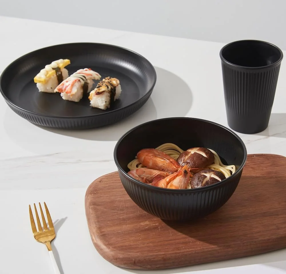 ست 18 پارچه ظروف آشپزخانه HXYPN شامل بشقاب و کاسه، ساخته شده از کاه گندم، نشکن، شامل بشقاب غذاخوری، کاسه غلات و لیوان، قابل استفاده مجدد، ایمن در مایکروویو و ماشین ظرفشویی ست 18 پارچه ظروف آشپزخانه HXYPN شامل بشقاب و کاسه، ساخته شده از کاه گندم، نشکن، شامل بشقاب غذاخوری، کاسه غلات و لیوان، قابل استفاده مجدد، ایمن در مایکروویو و ماشین ظرفشویی