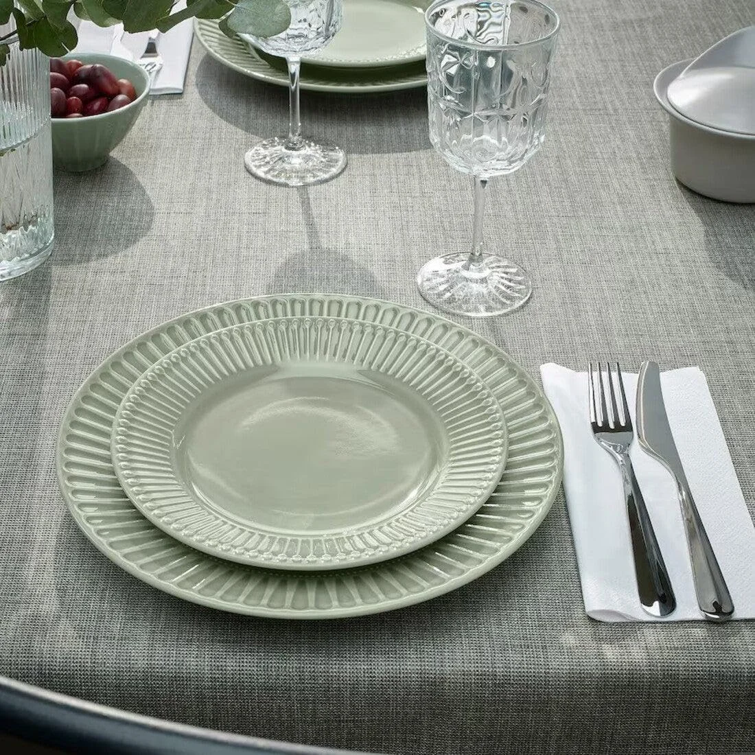 بشقاب ایکیا مدل Strimmig، سفالی خاکستری-سبز کم رنگ