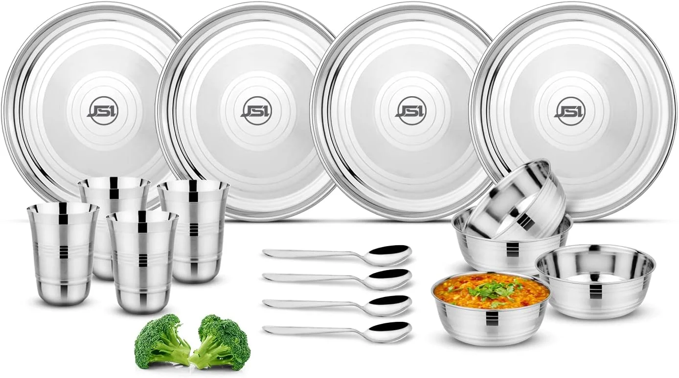 سرویس غذاخوری استیل 16 پارچه JSI، کیفیت سنگین، ایمن برای مواد غذایی، بدون BPA، سرویس ظروف استیل برای آشپزخانه، زیبایی بخش میز غذاخوری شما، قابل شستشو در ماشین ظرفشویی، ضد زنگ، قابل استفاده در فریزر سرویس غذاخوری استیل 16 پارچه JSI، کیفیت سنگین، ایمن برای مواد غذایی، بدون BPA، سرویس ظروف استیل برای آشپزخانه، زیبایی بخش میز غذاخوری شما، قابل شستشو در ماشین ظرفشویی، ضد زنگ، قابل استفاده در فریزر