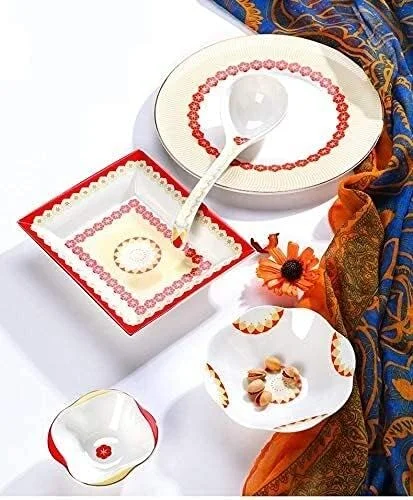 سرویس ظروف غذاخوری آشپزخانه، سرویس غذاخوری دکوری خانوادگی، سرویس ظروف چینی استخوانی 50 تکه شامل بشقاب غذاخوری، بشقاب سالاد، کاسه غلات برای 10 نفر به سبک چینی سرویس ظروف غذاخوری آشپزخانه، سرویس غذاخوری دکوری خانوادگی، سرویس ظروف چینی استخوانی 50 تکه شامل بشقاب غذاخوری، بشقاب سالاد، کاسه غلات برای 10 نفر به سبک چینی