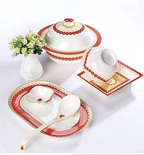 سرویس ظروف غذاخوری آشپزخانه، سرویس غذاخوری دکوری خانوادگی، سرویس ظروف چینی استخوانی 50 تکه شامل بشقاب غذاخوری، بشقاب سالاد، کاسه غلات برای 10 نفر به سبک چینی سرویس ظروف غذاخوری آشپزخانه، سرویس غذاخوری دکوری خانوادگی، سرویس ظروف چینی استخوانی 50 تکه شامل بشقاب غذاخوری، بشقاب سالاد، کاسه غلات برای 10 نفر به سبک چینی