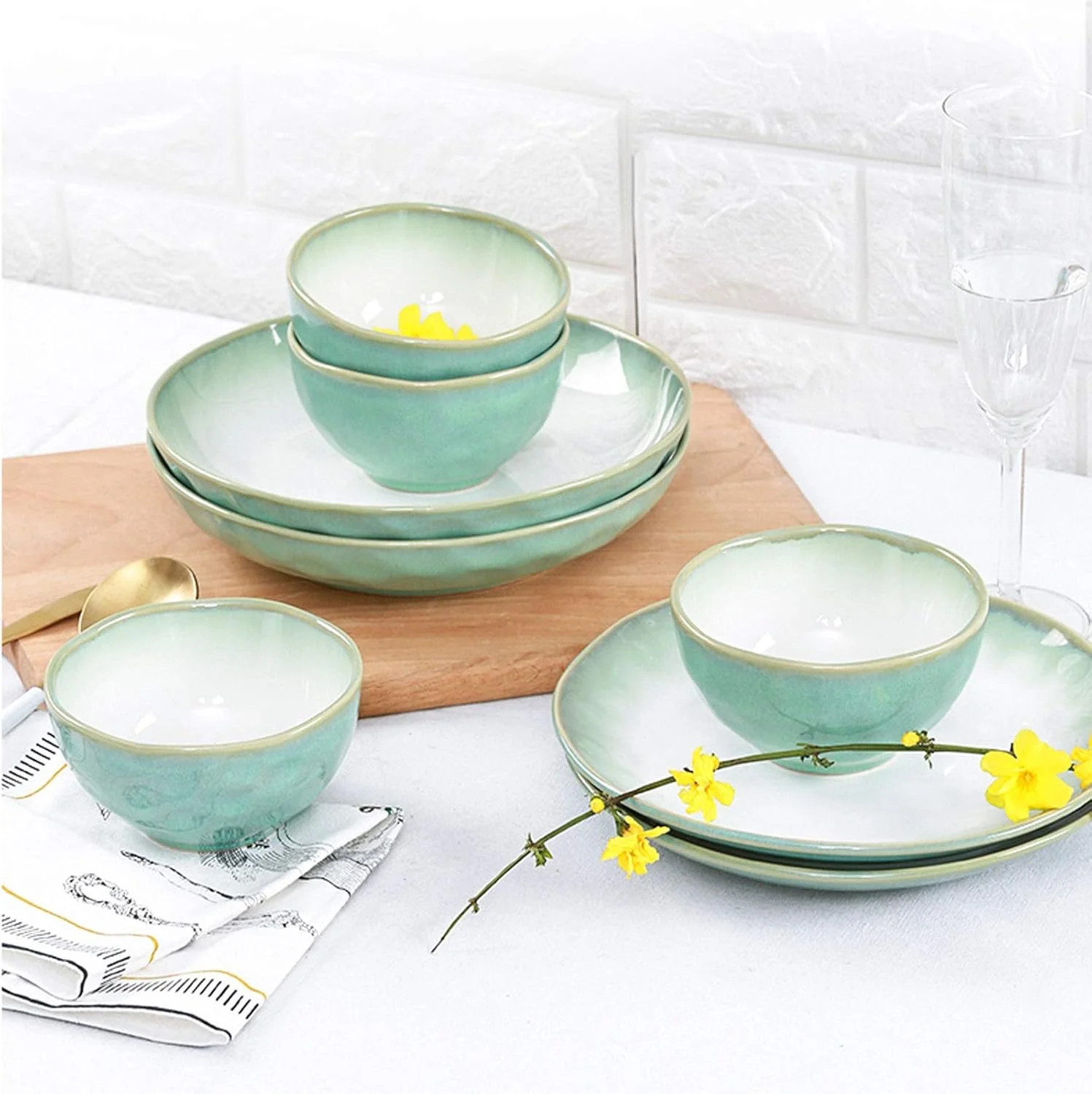 ست ظروف غذاخوری آشپزخانه شامل بشقاب، کاسه، مناسب برای 10 نفر، ظروف بادوام سرامیکی، ست بشقاب و کاسه گرد مناسب برای استفاده خانگی ست ظروف غذاخوری آشپزخانه شامل بشقاب، کاسه، مناسب برای 10 نفر، ظروف بادوام سرامیکی، ست بشقاب و کاسه گرد مناسب برای استفاده خانگی