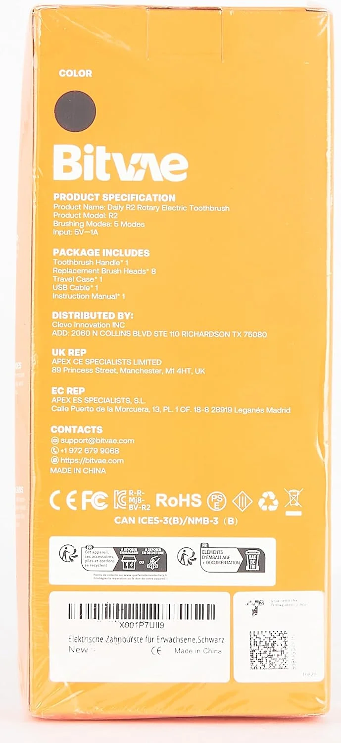 مسواک برقی چرخشی Bitvae R2 برای بزرگسالان با 8 سری مسواک، کیف مسافرتی، 5 حالت مسواک برقی قابل شارژ با سنسور فشار، 3 ساعت شارژ سریع برای 30 روز، مشکی مسواک برقی چرخشی Bitvae R2 برای بزرگسالان با 8 سری مسواک، کیف مسافرتی، 5 حالت مسواک برقی قابل شارژ با سنسور فشار، 3 ساعت شارژ سریع برای 30 روز، مشکی