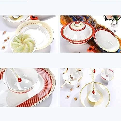 سرویس ظروف غذاخوری آشپزخانه، سرویس غذاخوری دکوری خانوادگی، سرویس ظروف چینی استخوانی 50 تکه شامل بشقاب غذاخوری، بشقاب سالاد، کاسه غلات برای 10 نفر به سبک چینی سرویس ظروف غذاخوری آشپزخانه، سرویس غذاخوری دکوری خانوادگی، سرویس ظروف چینی استخوانی 50 تکه شامل بشقاب غذاخوری، بشقاب سالاد، کاسه غلات برای 10 نفر به سبک چینی