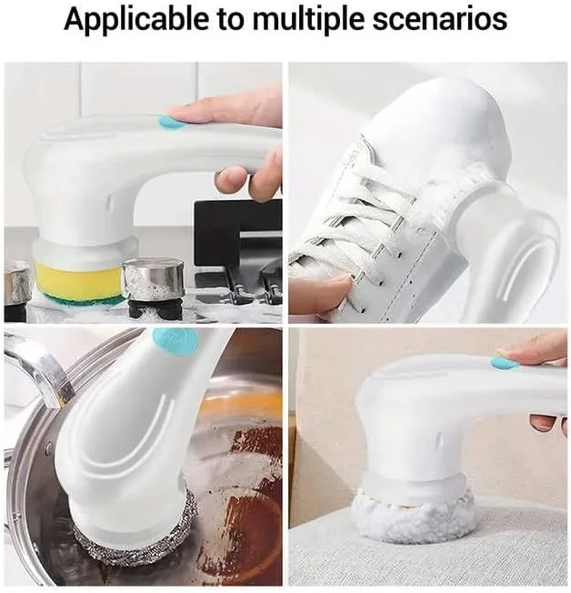 برس چرخشی برقی فاتدا با 5 سری برس، برس تمیز کننده بی سیم برای خانه، برس تمیز کننده کاشی وان حمام برای تمیز کردن آشپزخانه، پنجره، سینک، ظرف، دوغاب، دیوار، وان برس چرخشی برقی فاتدا با 5 سری برس، برس تمیز کننده بی سیم برای خانه، برس تمیز کننده کاشی وان حمام برای تمیز کردن آشپزخانه، پنجره، سینک، ظرف، دوغاب، دیوار، وان