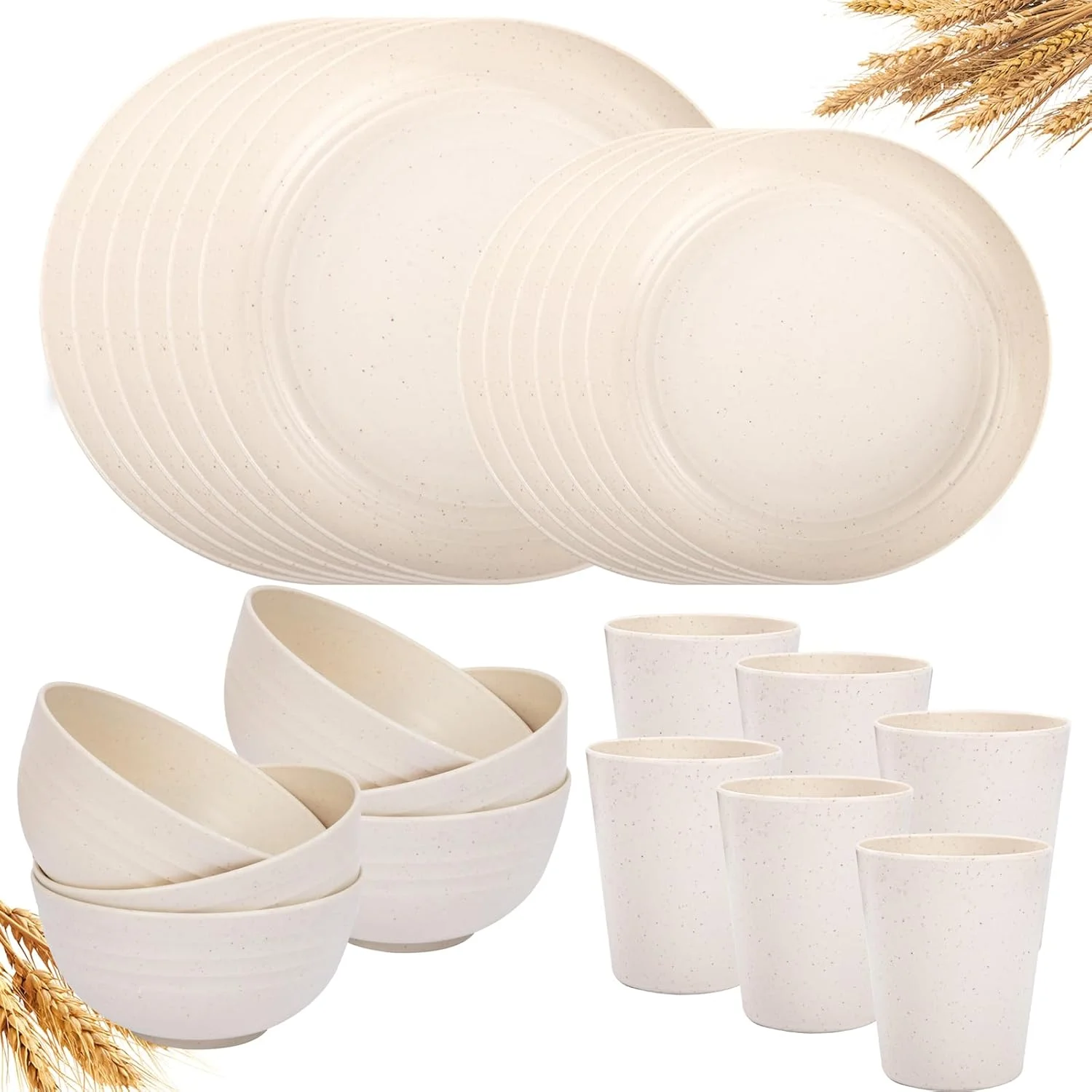 ست ظروف غذاخوری 24 تکه کاه گندم LIYH، ست کاسه و بشقاب پلاستیکی نشکن و قابل استفاده مجدد کاه گندم، بشقاب های ایمن برای مایکروویو و ماشین ظرفشویی، 12 بشقاب، 6 کاسه، 6 فنجان برای مهمانی (بژ) ست ظروف غذاخوری 24 تکه کاه گندم LIYH، ست کاسه و بشقاب پلاستیکی نشکن و قابل استفاده مجدد کاه گندم، بشقاب های ایمن برای مایکروویو و ماشین ظرفشویی، 12 بشقاب، 6 کاسه، 6 فنجان برای مهمانی (بژ)