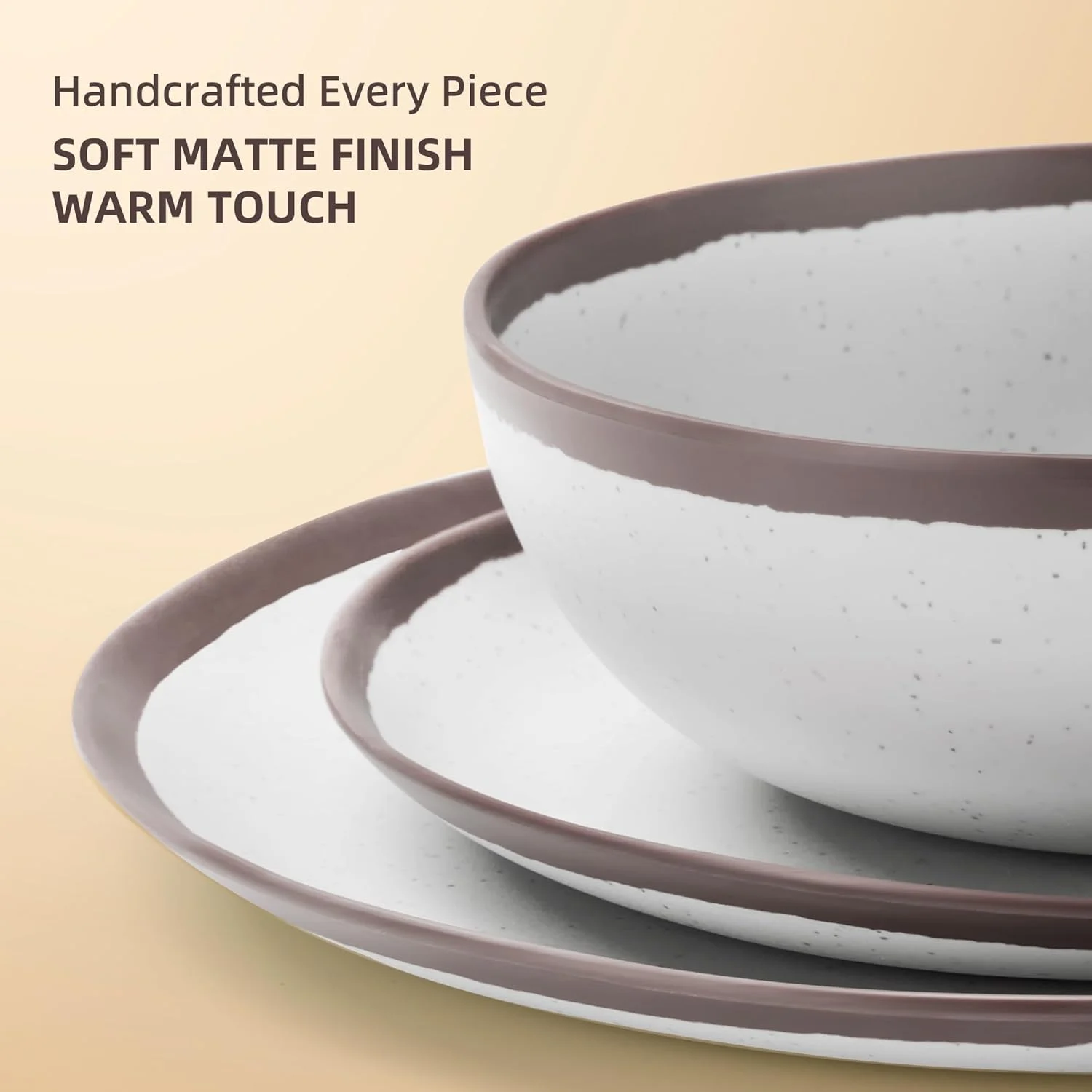 سرویس ظروف ملامین وینتیج Joviton HOME با لبه بنفش، مناسب برای 6 نفر، شامل بشقاب و کاسه، مناسب فضای باز سرویس ظروف ملامین وینتیج Joviton HOME با لبه بنفش، مناسب برای 6 نفر، شامل بشقاب و کاسه، مناسب فضای باز