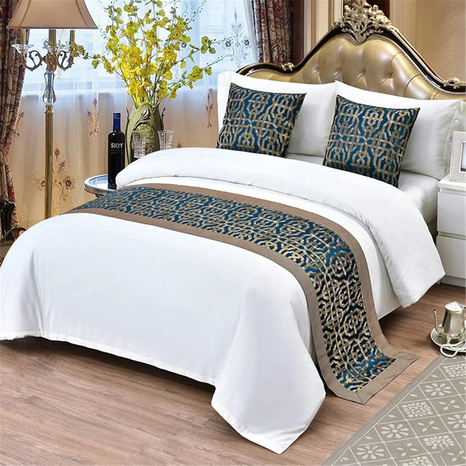 رانر تخت خواب هتلی، روتختی های شیک، رومیزی و تزئینی، محافظ حوله تخت، دکور اتاق خواب، روبالشتی A-50X50cm