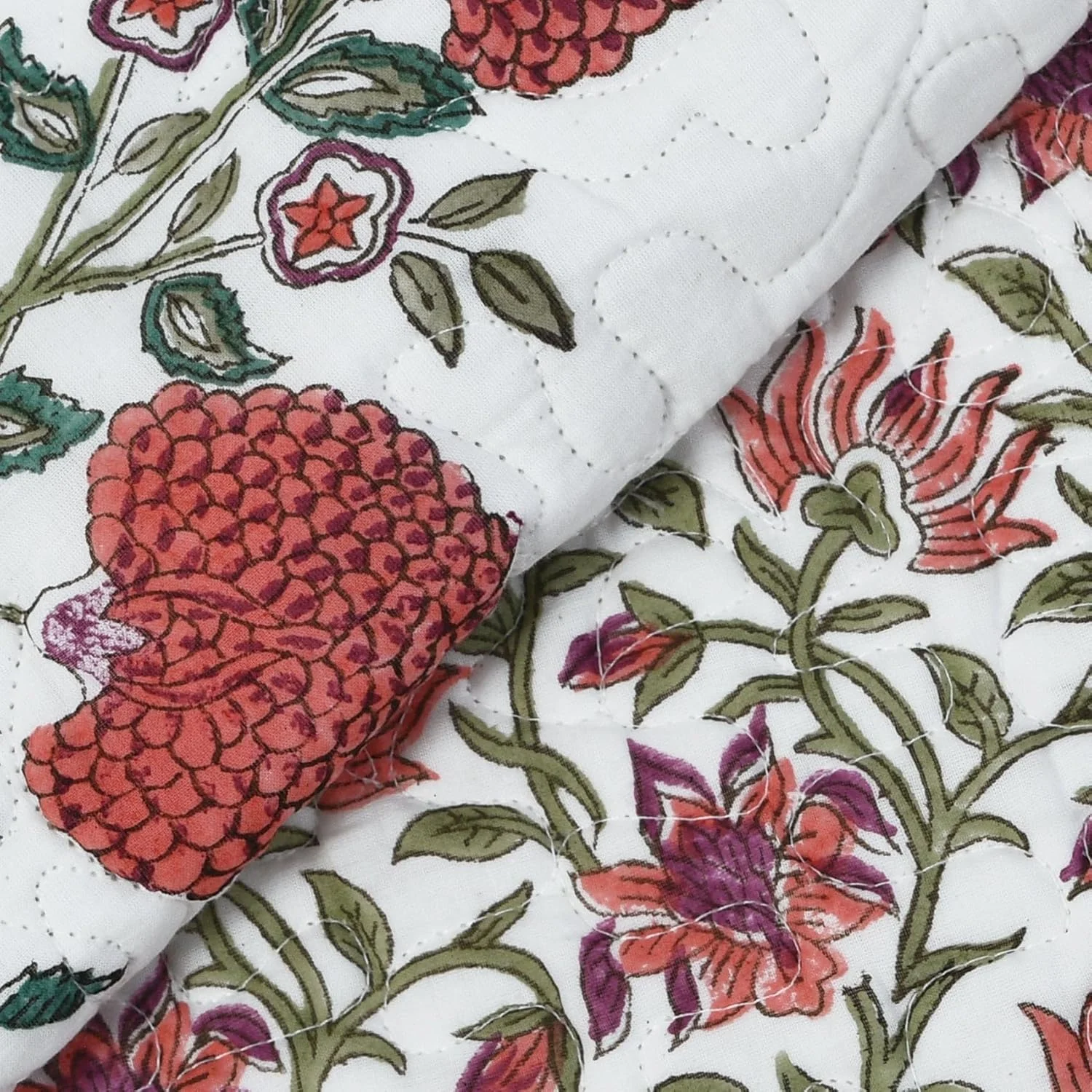 ست لحاف دو نفره ریدی - لحاف چاپی سبک وزن تابستانی - سایز روتختی قرمز و سبز - رو تختی مناسب تمام فصول شامل 1 لحاف، 1 رو بالشتی