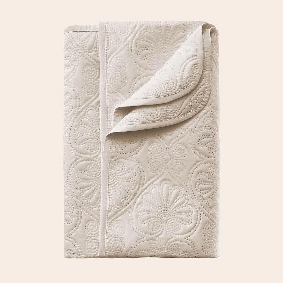 روتختی شیک لیلا کرم رنگ ROOM99، ابعاد 240 در 260 سانتی متر، پتوی چند منظوره به عنوان رو تختی یا رو مبلی، سبک لحافی، ایده آل به عنوان روتختی