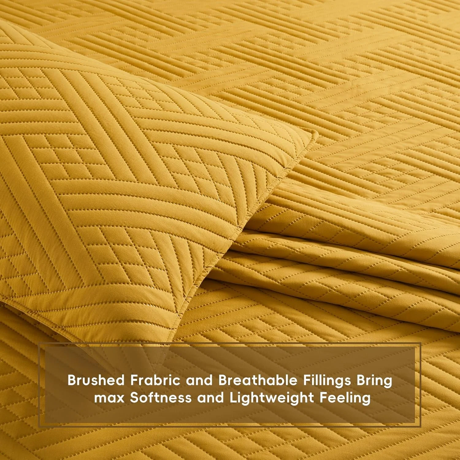 روتختی لحافی سافونوری سایز کینگ (270x244 سانتی متر، زرد خردلی) - ست کاور لحافی فوق العاده نرم و سبک وزن میکروفایبر برجسته التراسونیک مناسب فصل تابستان برای تخت کینگ - ست روتختی 3 تکه (1 لحاف، 2 روبالشی)