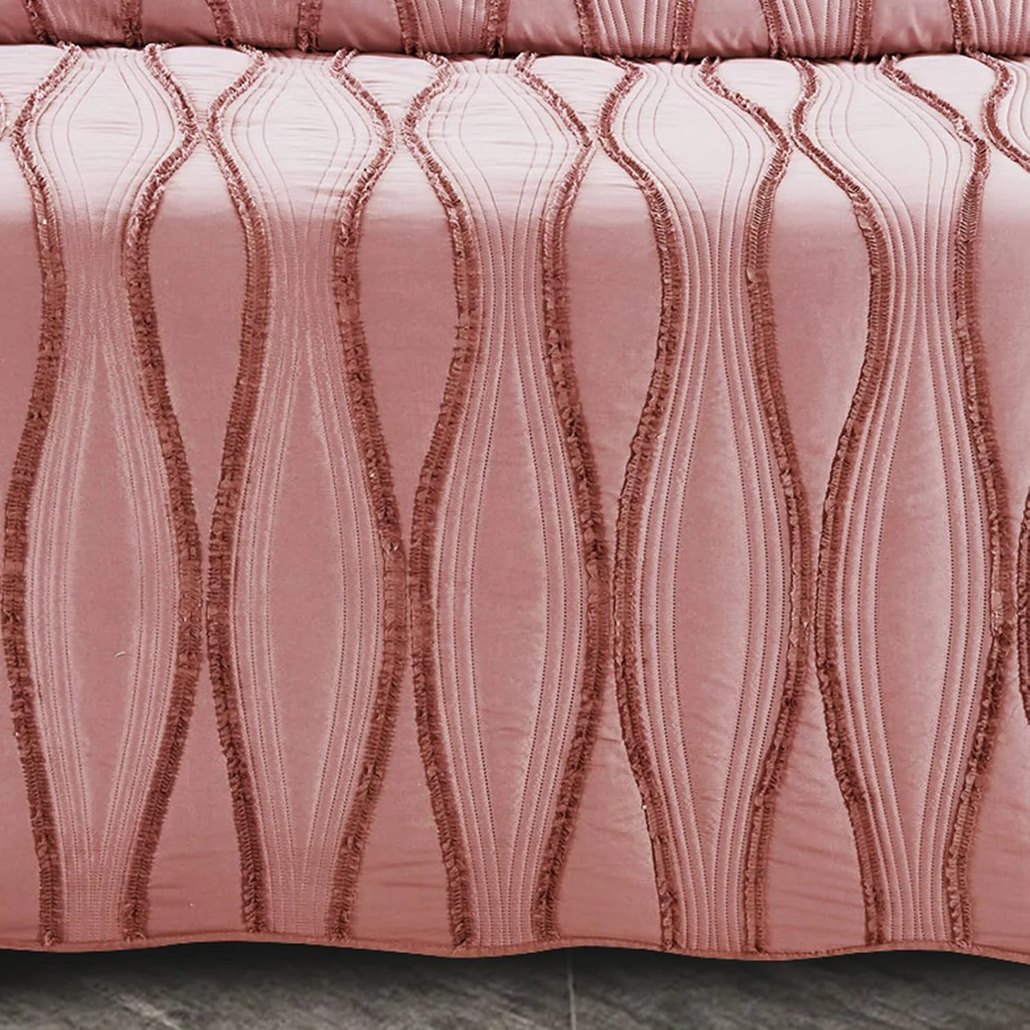 رو تختی لحافی Rugs Inn سایز دو نفره، دکور تخت خواب، ست روتختی - ست روتختی سه تکه، سبک، طرح دار، نرم و راحت - صورتی