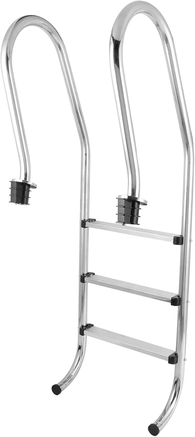 نردبان استخر، پدال 3 مرحله ای، ضد لغزش، فولاد ضد زنگ 304، تجهیزات ضد خوردگی