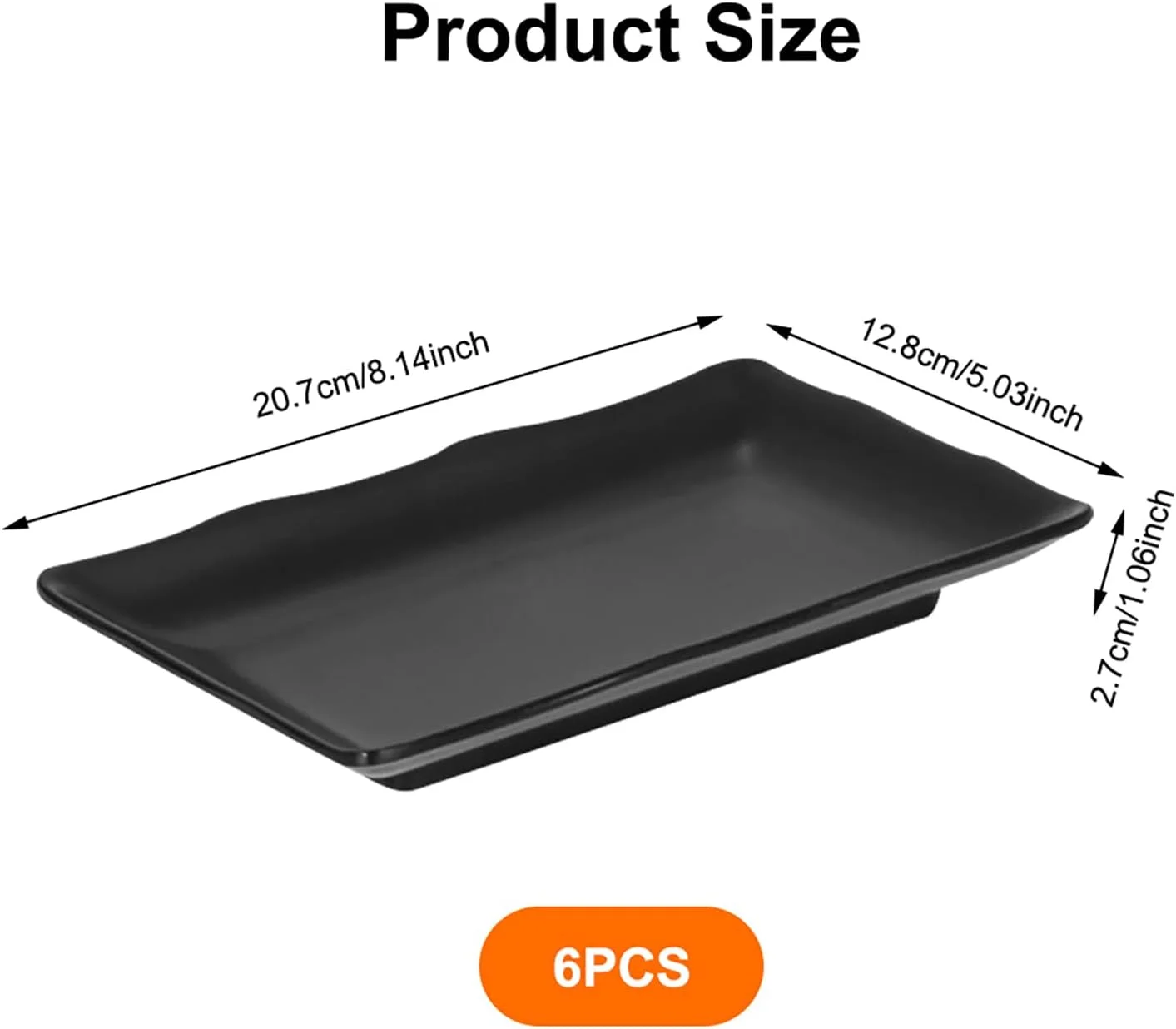 LUPATDY Matte Black Plates Set of 6 Rectangular 20.8 x 13.2 x 2.3 cm Melamine Dinnerware Sets Plastic Dinnerware Set Meat Sushi Snack Salad Suitable for LUPATDY Matte Black Plates Set of 6 Rectangular 20.8 x 13.2 x 2.3 cm Melamine Dinnerware Sets Plastic Dinnerware Set Meat Sushi Snack Salad Suitable for