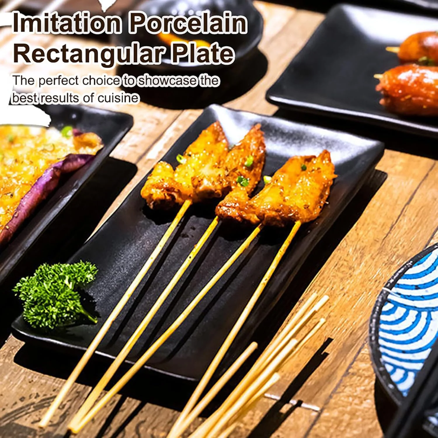 LUPATDY Matte Black Plates Set of 6 Rectangular 20.8 x 13.2 x 2.3 cm Melamine Dinnerware Sets Plastic Dinnerware Set Meat Sushi Snack Salad Suitable for LUPATDY Matte Black Plates Set of 6 Rectangular 20.8 x 13.2 x 2.3 cm Melamine Dinnerware Sets Plastic Dinnerware Set Meat Sushi Snack Salad Suitable for