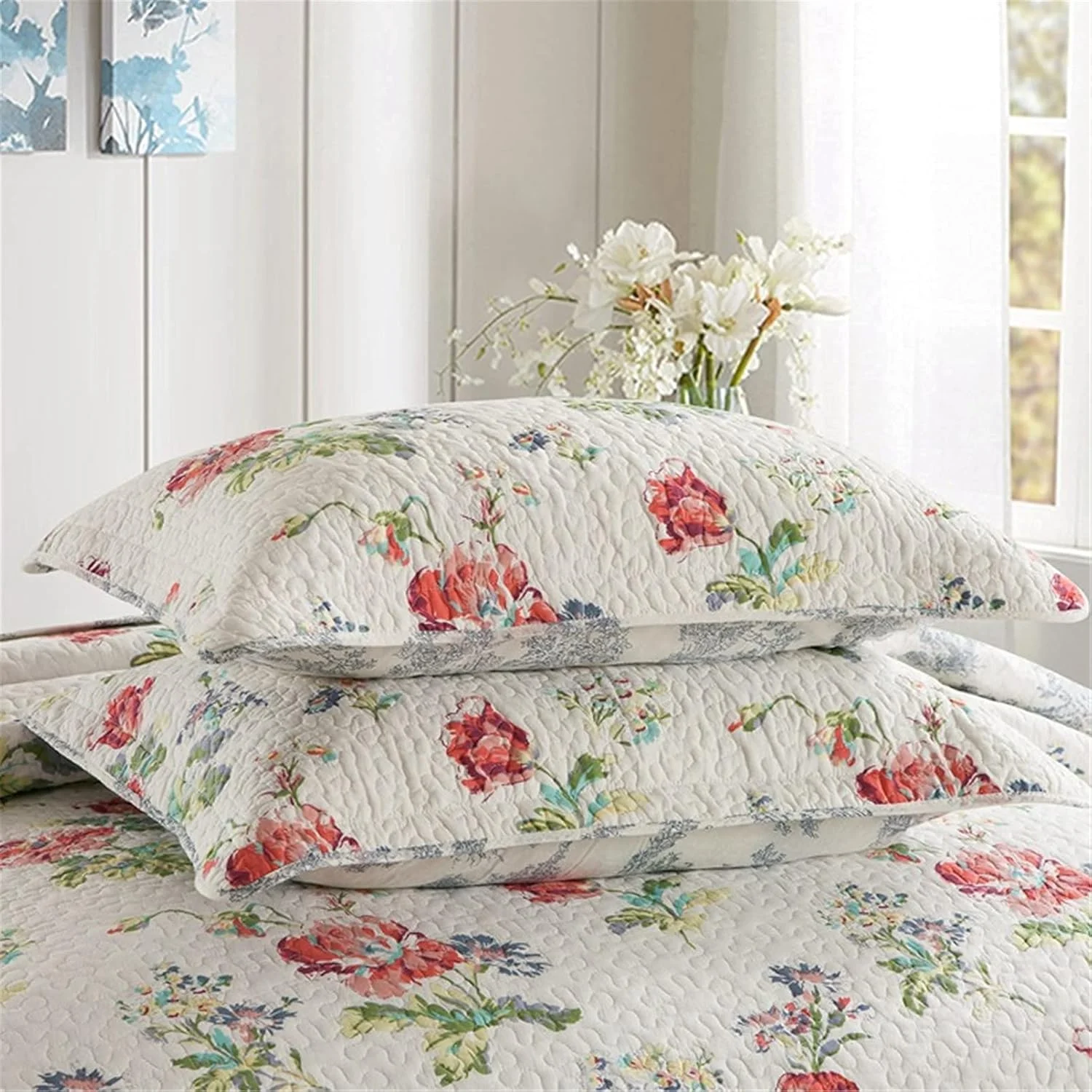 ست روتختی دو تکه پنبه ای دو رو طرح گلدار سبک وزن شامل روتختی و روبالشتی سایز یک نفره 180x220 سانتی متر ست روتختی دو تکه پنبه ای دو رو طرح گلدار سبک وزن شامل روتختی و روبالشتی سایز یک نفره 180x220 سانتی متر