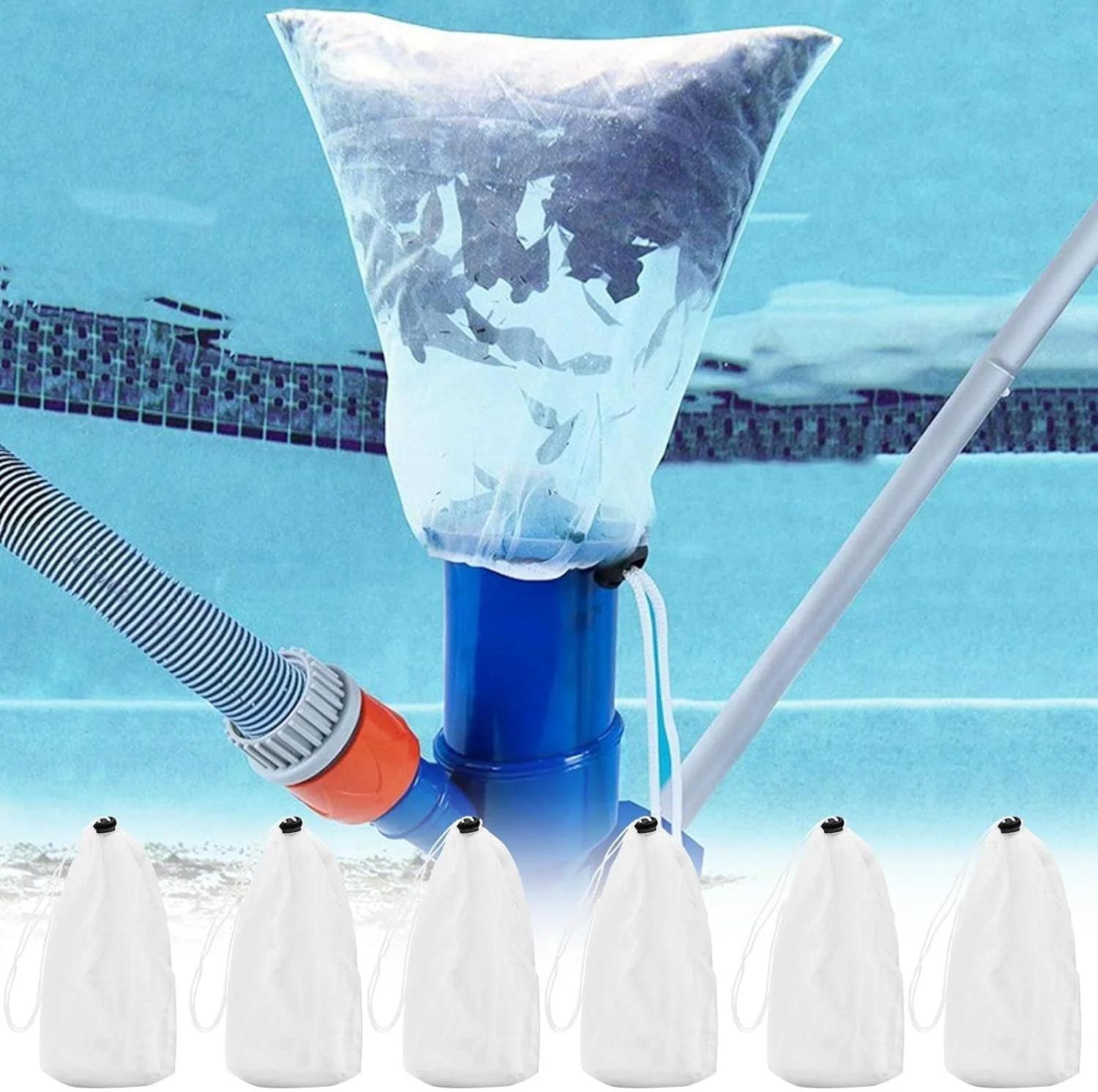 کیسه های فیلتر جاروبرقی استخر - کیسه های فیلتر جاروبرقی استخر با توری ریز | کیسه نایلونی تمیز کننده آب با سیم قفل دار برای آکواریوم، برگ، زباله، شن، لای، مو و خاک