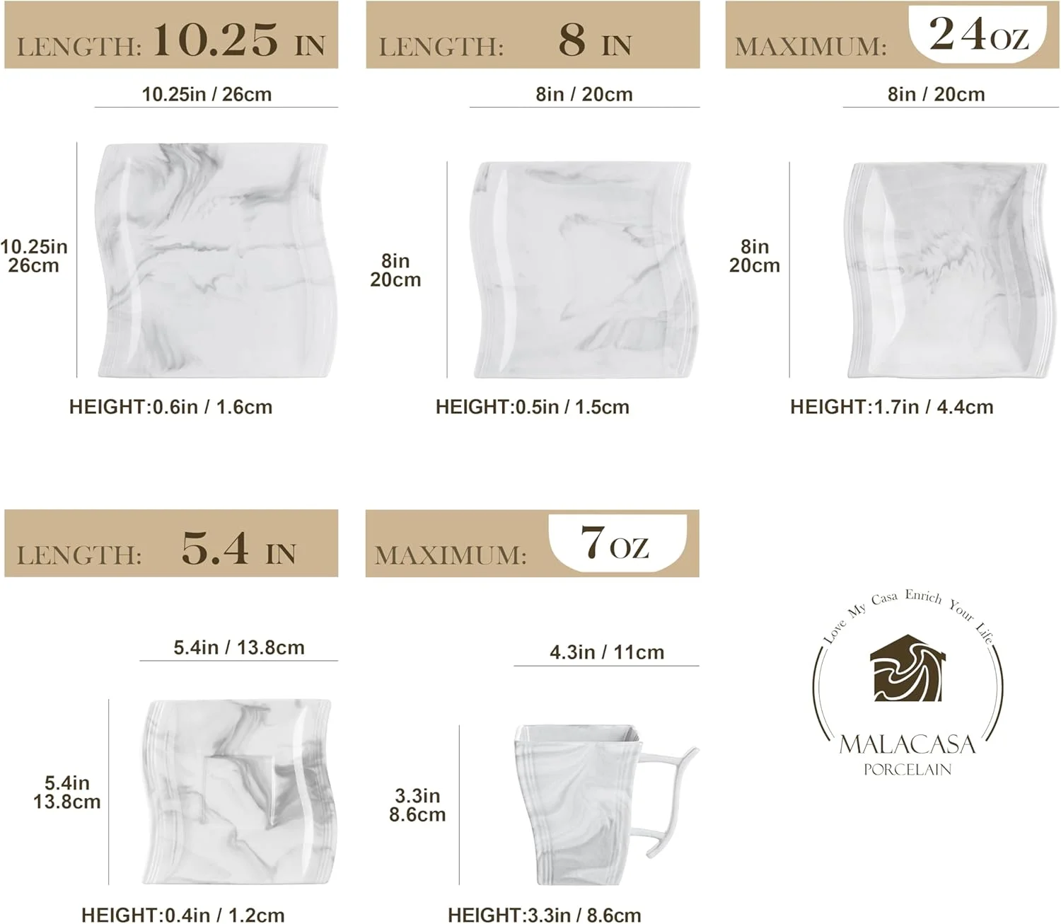 سرویس ظروف غذاخوری چینی مالاکاسا، 30 تکه طرح سنگ مرمر خاکستری، ظروف مربعی شامل بشقاب غذاخوری، بشقاب دسر، بشقاب سوپ، فنجان و نعلبکی، مناسب برای 6 نفر، سری Flora سرویس ظروف غذاخوری چینی مالاکاسا، 30 تکه طرح سنگ مرمر خاکستری، ظروف مربعی شامل بشقاب غذاخوری، بشقاب دسر، بشقاب سوپ، فنجان و نعلبکی، مناسب برای 6 نفر، سری Flora