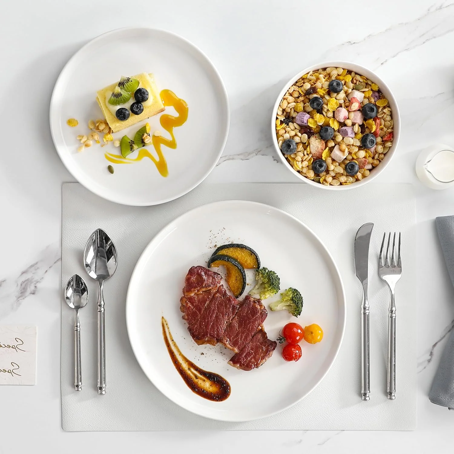 ملا کاسا، سرویس غذاخوری 12 پارچه چینی، ست ظروف سفید مدرن برای 4 نفر، ست بشقاب و کاسه سرو ممتاز، ست ظروف مقاوم در برابر خراش و لب پر شدن، سری LEAH ملا کاسا، سرویس غذاخوری 12 پارچه چینی، ست ظروف سفید مدرن برای 4 نفر، ست بشقاب و کاسه سرو ممتاز، ست ظروف مقاوم در برابر خراش و لب پر شدن، سری LEAH