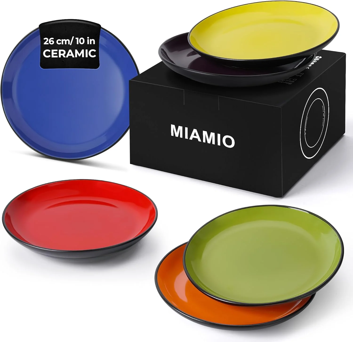 MIAMIO - ست 6 تایی بشقاب/بشقاب غذاخوری سرامیکی سنگی - مجموعه Le Papillon (مخلوط، 26 سانتی متر) MIAMIO - ست 6 تایی بشقاب/بشقاب غذاخوری سرامیکی سنگی - مجموعه Le Papillon (مخلوط، 26 سانتی متر)