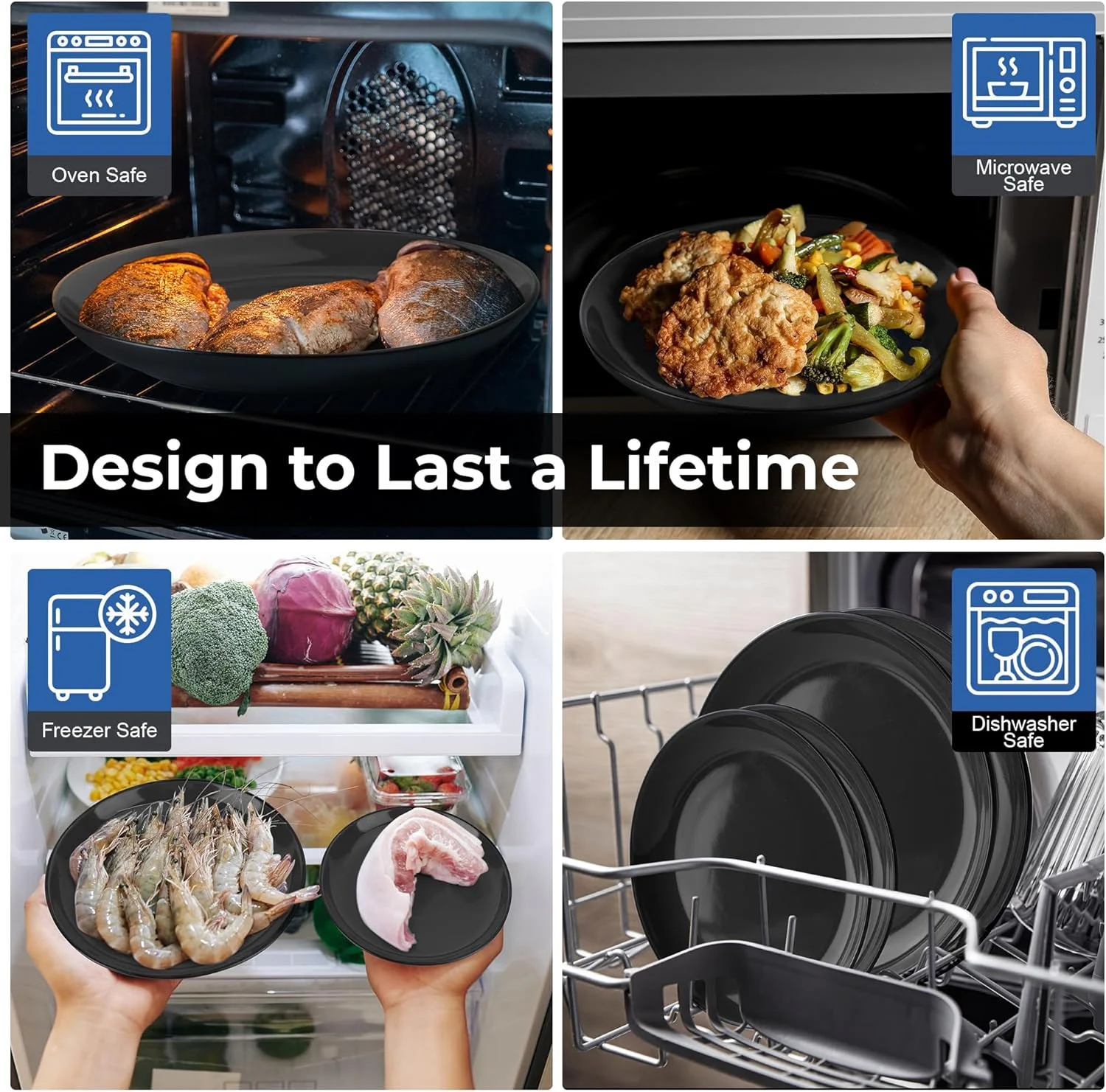 MIAMIO - ست 6 تایی بشقاب/بشقاب غذاخوری سرامیکی سنگی - مجموعه Le Papillon (آبی، 21 سانتی متر) MIAMIO - ست 6 تایی بشقاب/بشقاب غذاخوری سرامیکی سنگی - مجموعه Le Papillon (آبی، 21 سانتی متر)