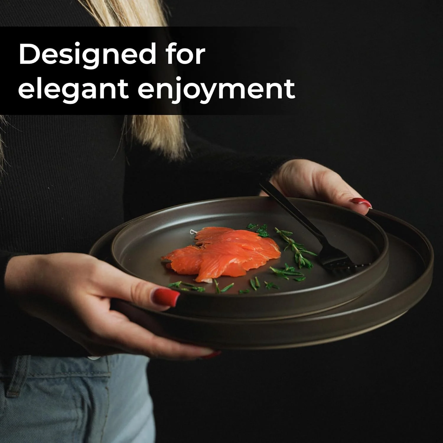 MIAMIO - ست بشقاب برای 4 نفر / ظروف سنگی برای 4 نفر، قابل شستشو در ماشین ظرفشویی و استفاده در مایکروویو - مجموعه سیرا (تیره، بشقاب های بزرگ (4 عدد)) MIAMIO - ست بشقاب برای 4 نفر / ظروف سنگی برای 4 نفر، قابل شستشو در ماشین ظرفشویی و استفاده در مایکروویو - مجموعه سیرا (تیره، بشقاب های بزرگ (4 عدد))