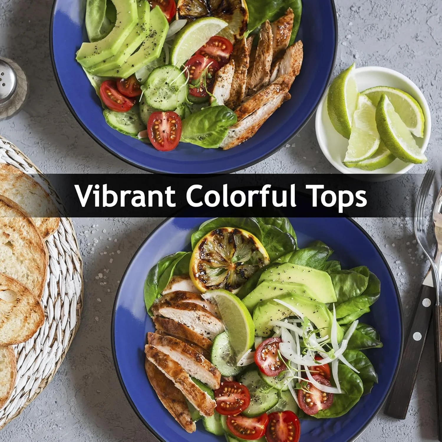 MIAMIO - ست 6 تایی بشقاب/بشقاب غذاخوری سرامیکی سنگی - مجموعه Le Papillon (آبی، 21 سانتی متر) MIAMIO - ست 6 تایی بشقاب/بشقاب غذاخوری سرامیکی سنگی - مجموعه Le Papillon (آبی، 21 سانتی متر)