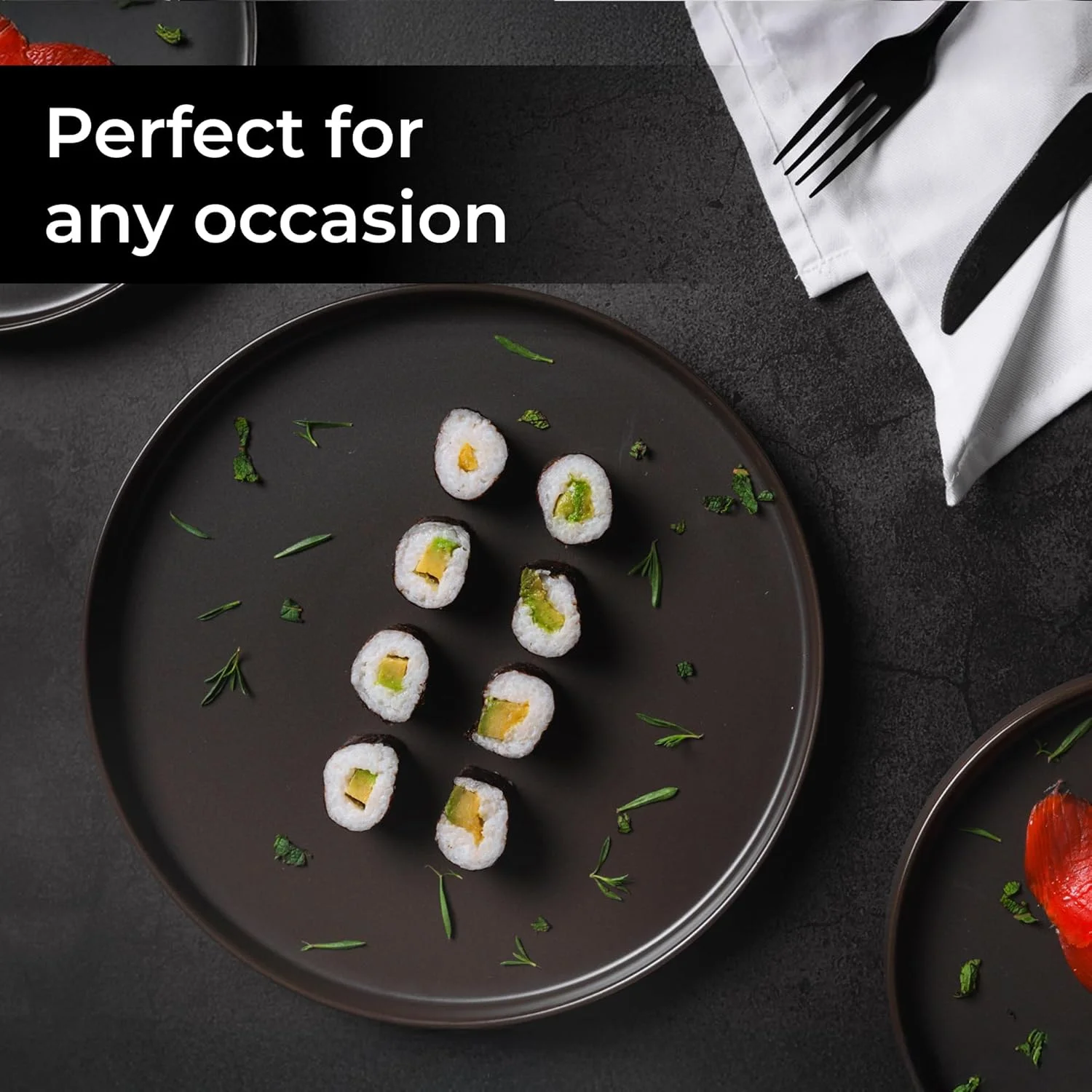 MIAMIO - ست بشقاب برای 4 نفر / ظروف سنگی برای 4 نفر، قابل شستشو در ماشین ظرفشویی و استفاده در مایکروویو - مجموعه سیرا (تیره، بشقاب های بزرگ (4 عدد)) MIAMIO - ست بشقاب برای 4 نفر / ظروف سنگی برای 4 نفر، قابل شستشو در ماشین ظرفشویی و استفاده در مایکروویو - مجموعه سیرا (تیره، بشقاب های بزرگ (4 عدد))