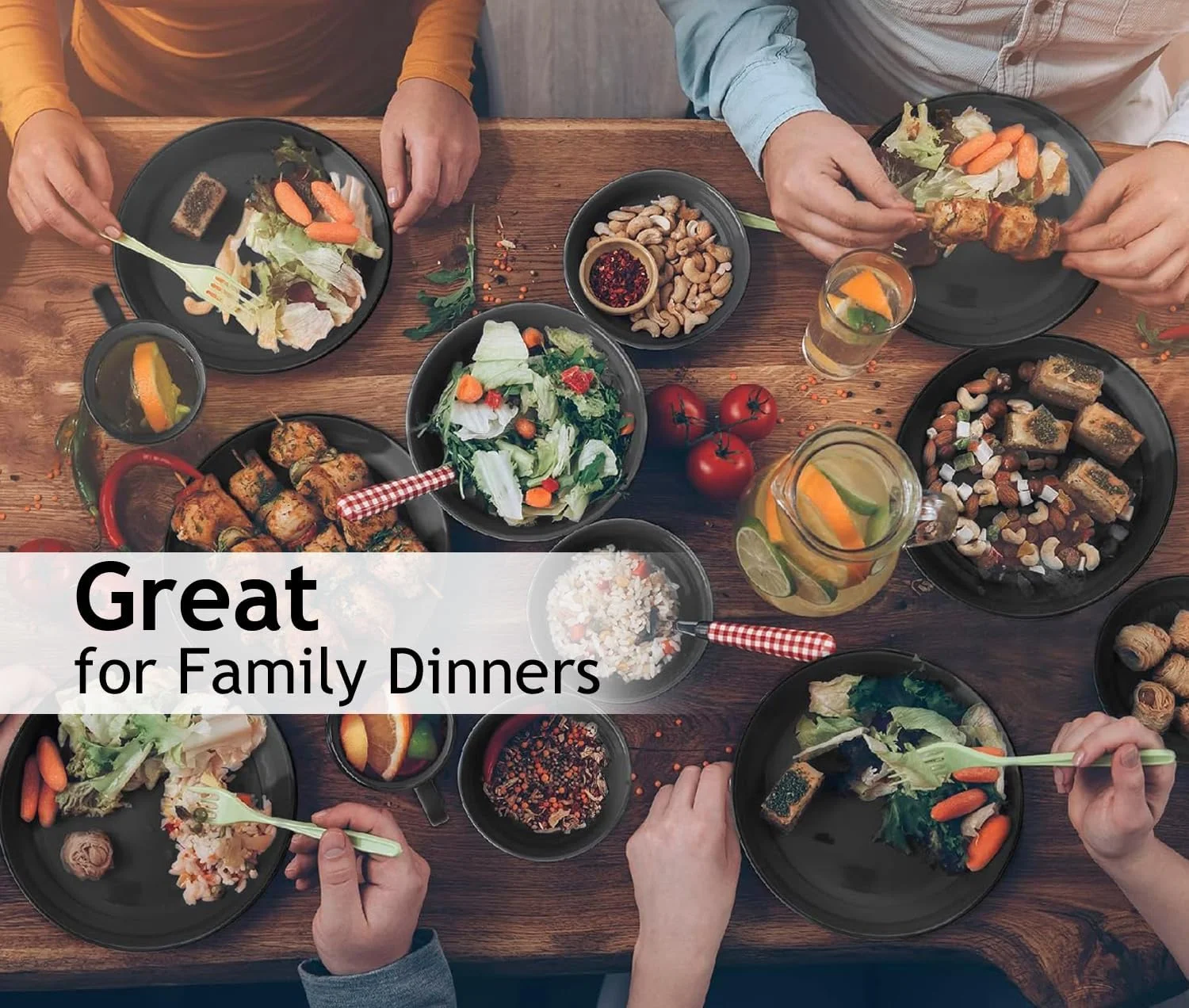 MIAMIO - ست 6 تایی بشقاب/بشقاب غذاخوری سرامیکی سنگی - مجموعه Le Papillon (مشکی، 21 سانتی متر) MIAMIO - ست 6 تایی بشقاب/بشقاب غذاخوری سرامیکی سنگی - مجموعه Le Papillon (مشکی، 21 سانتی متر)