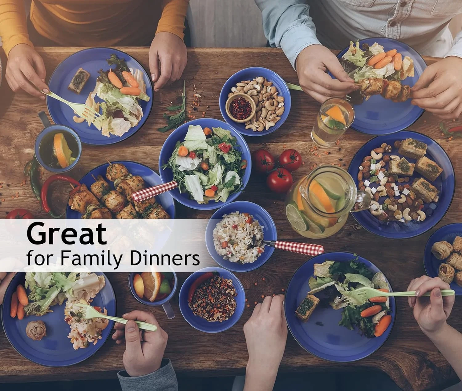 MIAMIO - ست 6 تایی بشقاب/بشقاب غذاخوری سرامیکی سنگی - مجموعه Le Papillon (آبی، 21 سانتی متر) MIAMIO - ست 6 تایی بشقاب/بشقاب غذاخوری سرامیکی سنگی - مجموعه Le Papillon (آبی، 21 سانتی متر)