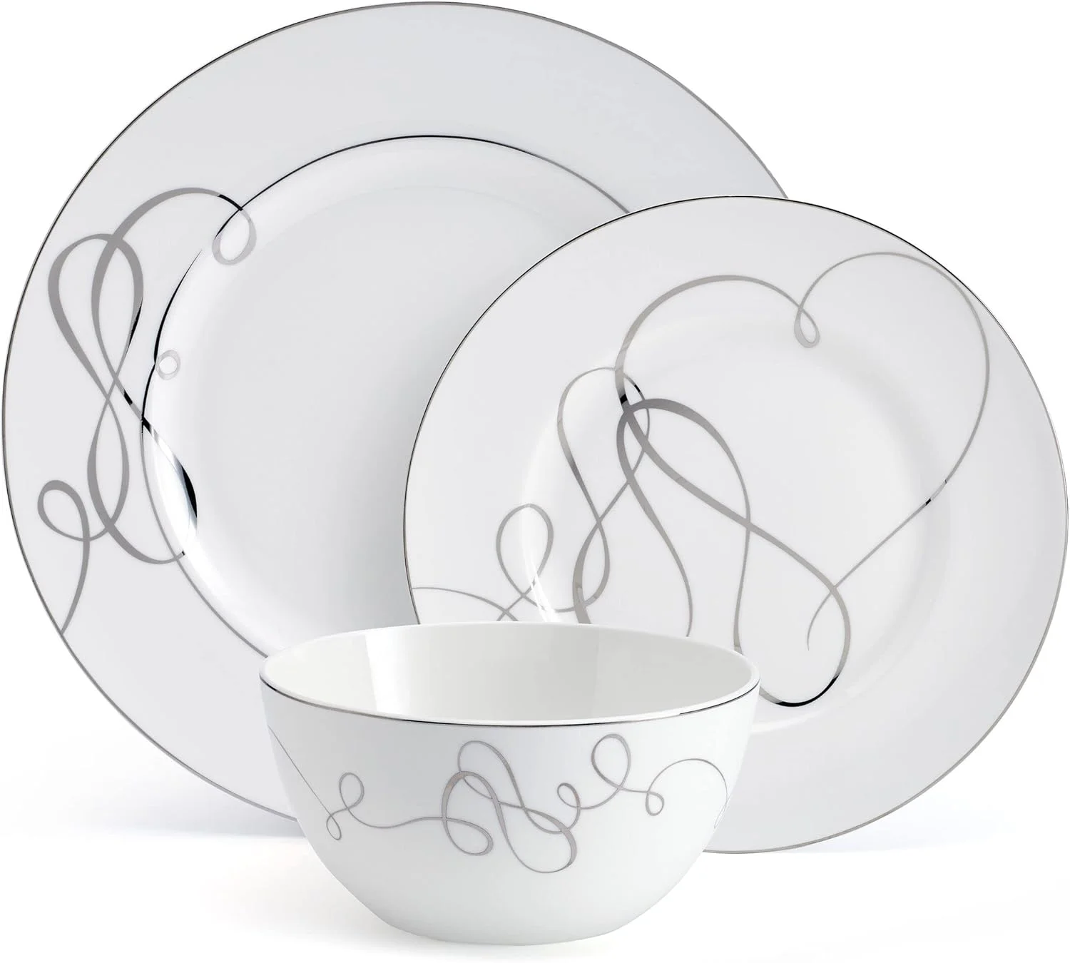 سرویس غذاخوری 24 پارچه میکاسا مدل Love Story با نوار پلاتینی، مناسب برای 8 نفر سرویس غذاخوری 24 پارچه میکاسا مدل Love Story با نوار پلاتینی، مناسب برای 8 نفر