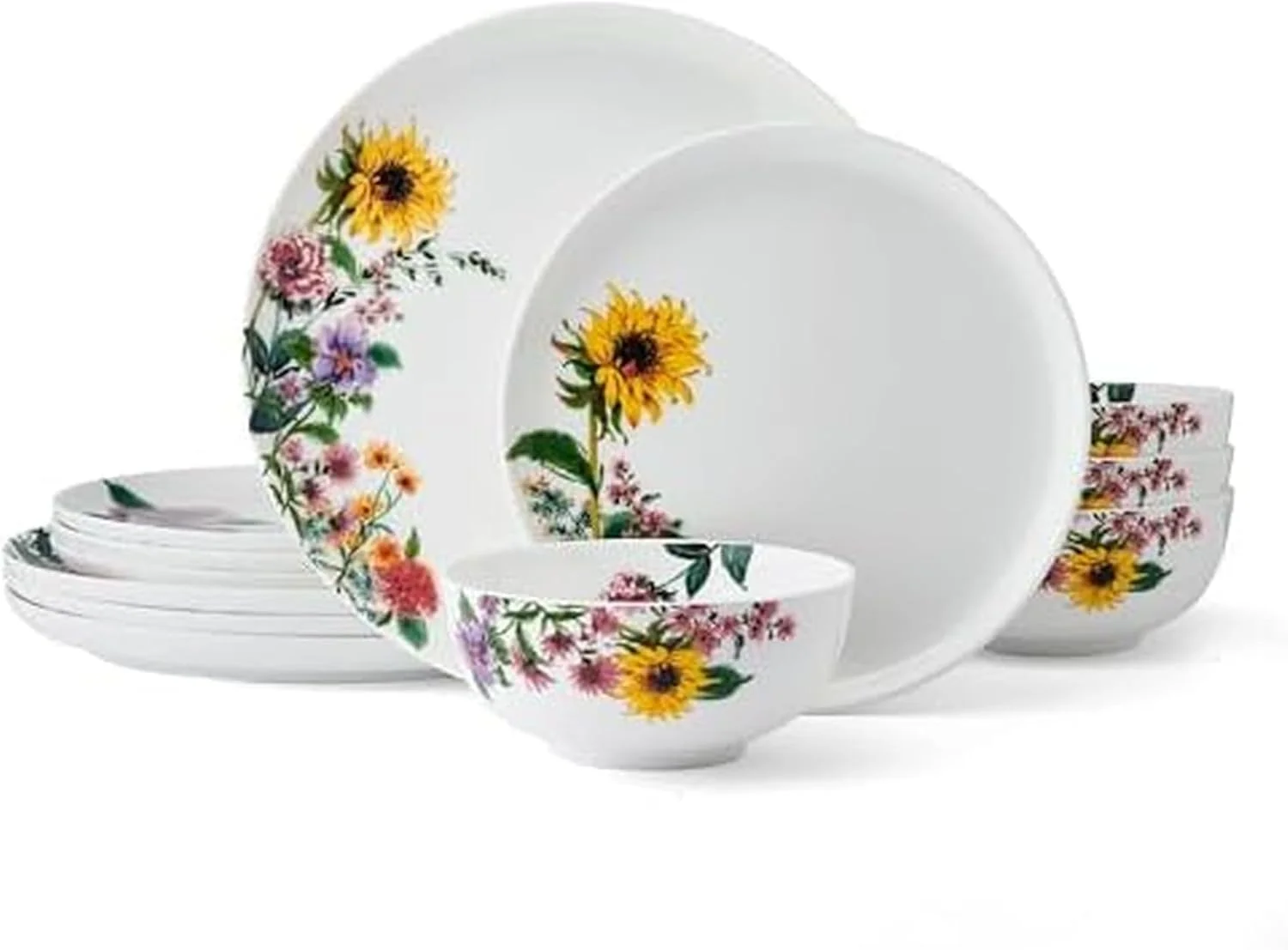 سرویس غذاخوری 12 پارچه چینی استخوانی سبک وزن و مقاوم در برابر لب پر شدن Mikasa Garden of Petals، مناسب برای 4 نفر، سفید سرویس غذاخوری 12 پارچه چینی استخوانی سبک وزن و مقاوم در برابر لب پر شدن Mikasa Garden of Petals، مناسب برای 4 نفر، سفید